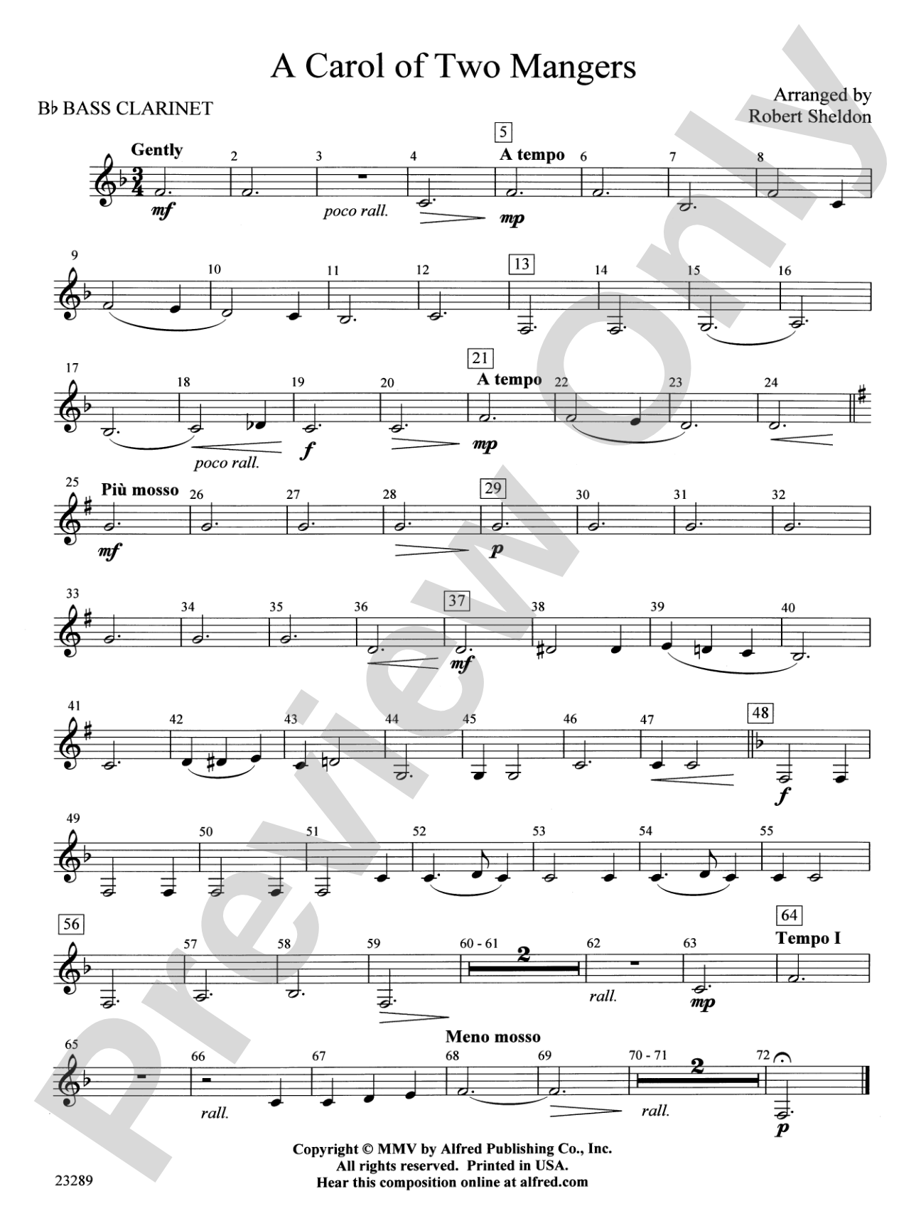 A Carol of Two Mangers: B-flat Bass Clarinet