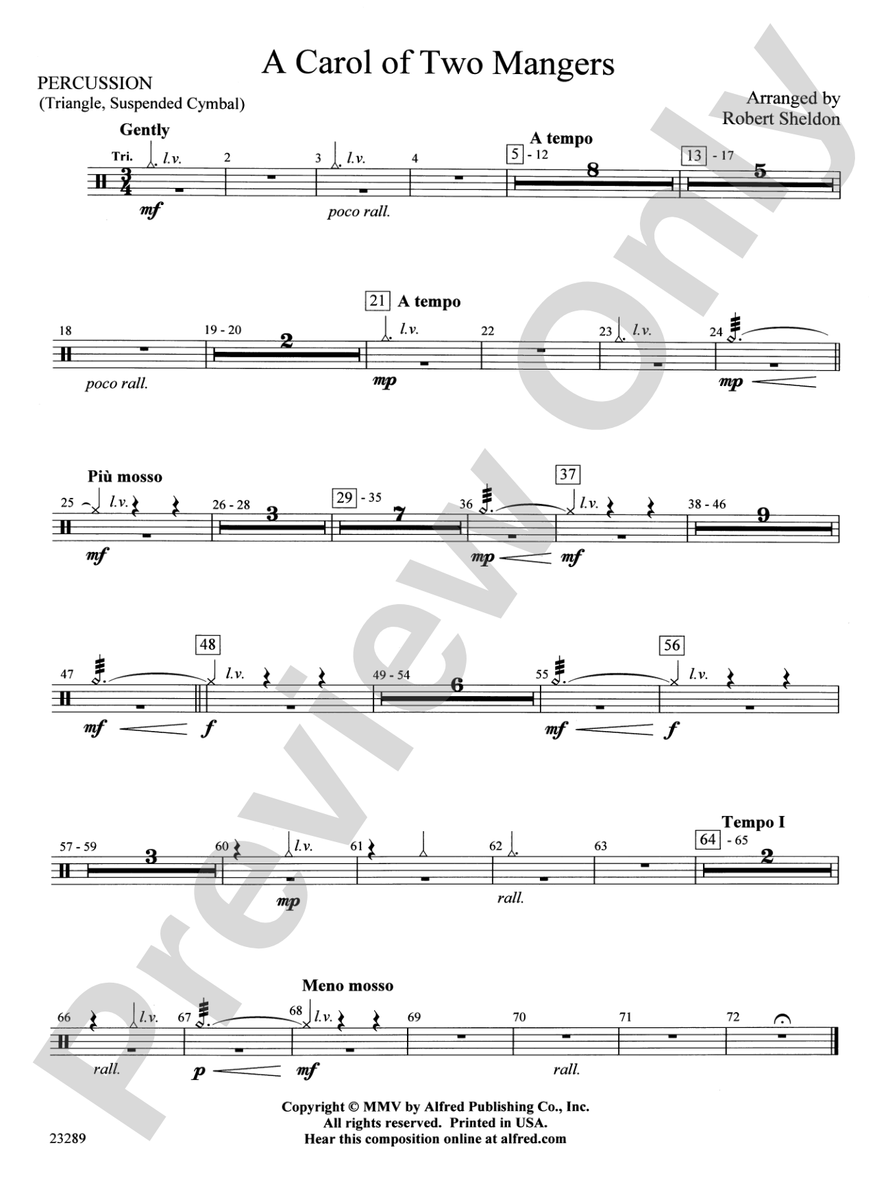 A Carol of Two Mangers: 1st Percussion