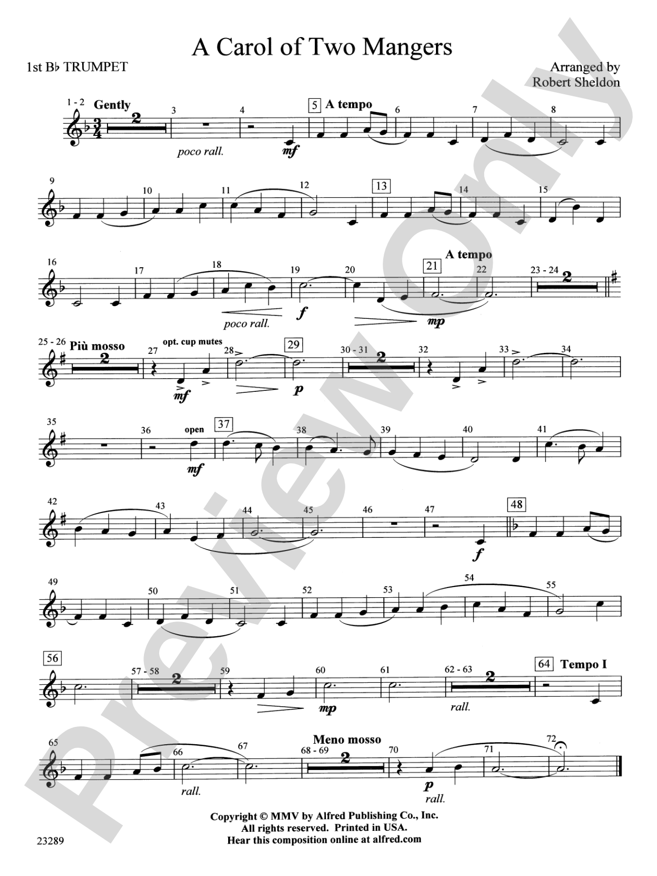 A Carol of Two Mangers: 1st B-flat Trumpet