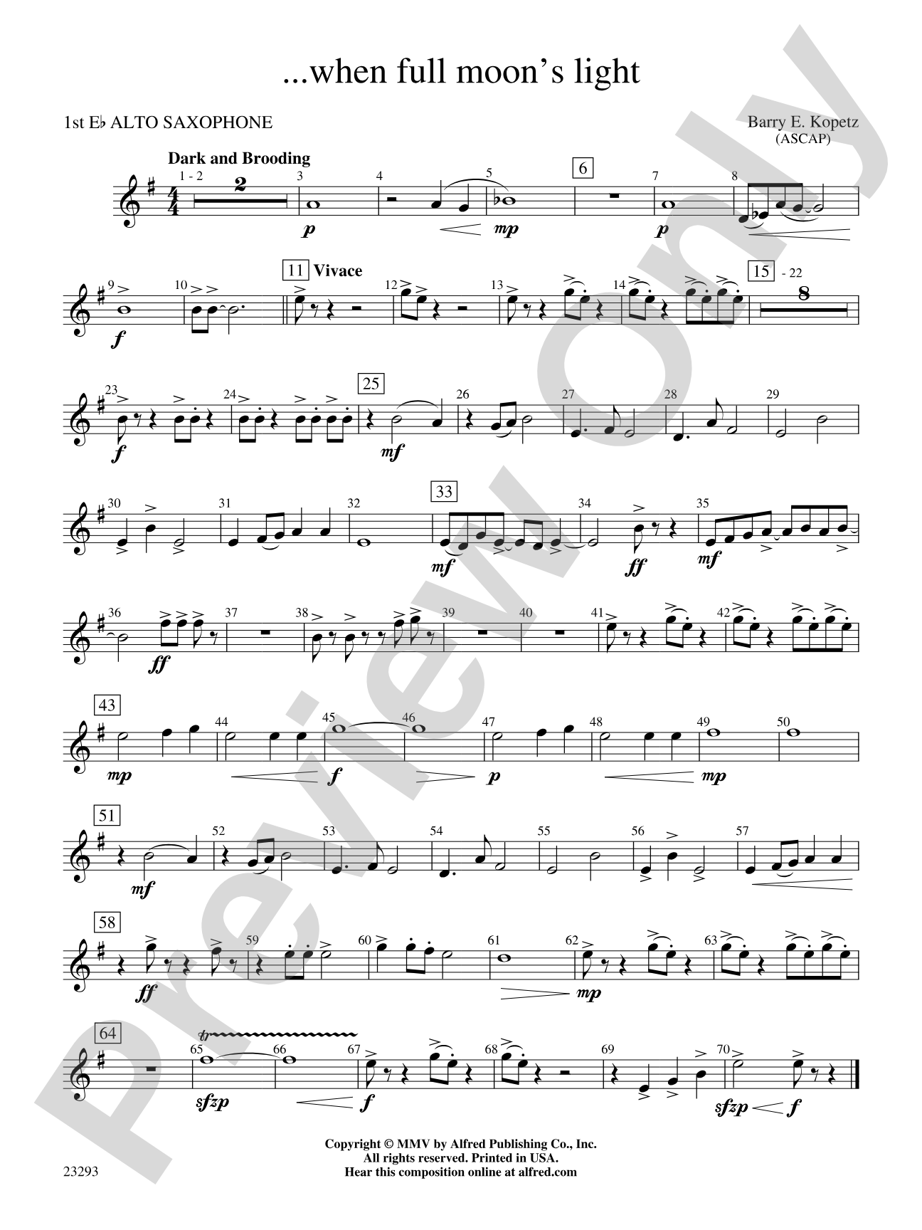 ... when full moon's light: E-flat Alto Saxophone