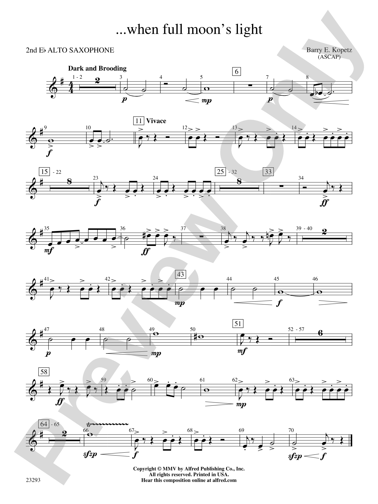 ... when full moon's light: 2nd E-flat Alto Saxophone