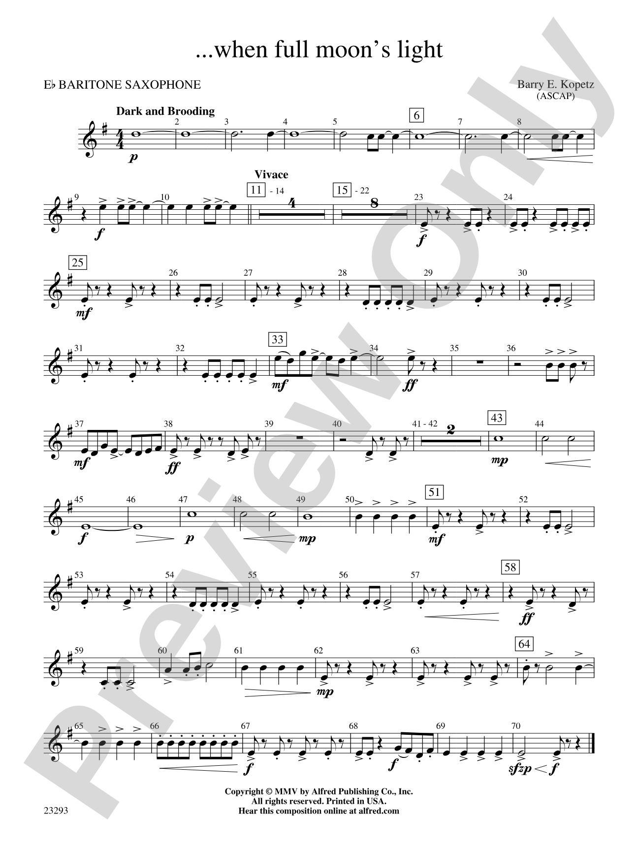... when full moon's light: E-flat Baritone Saxophone