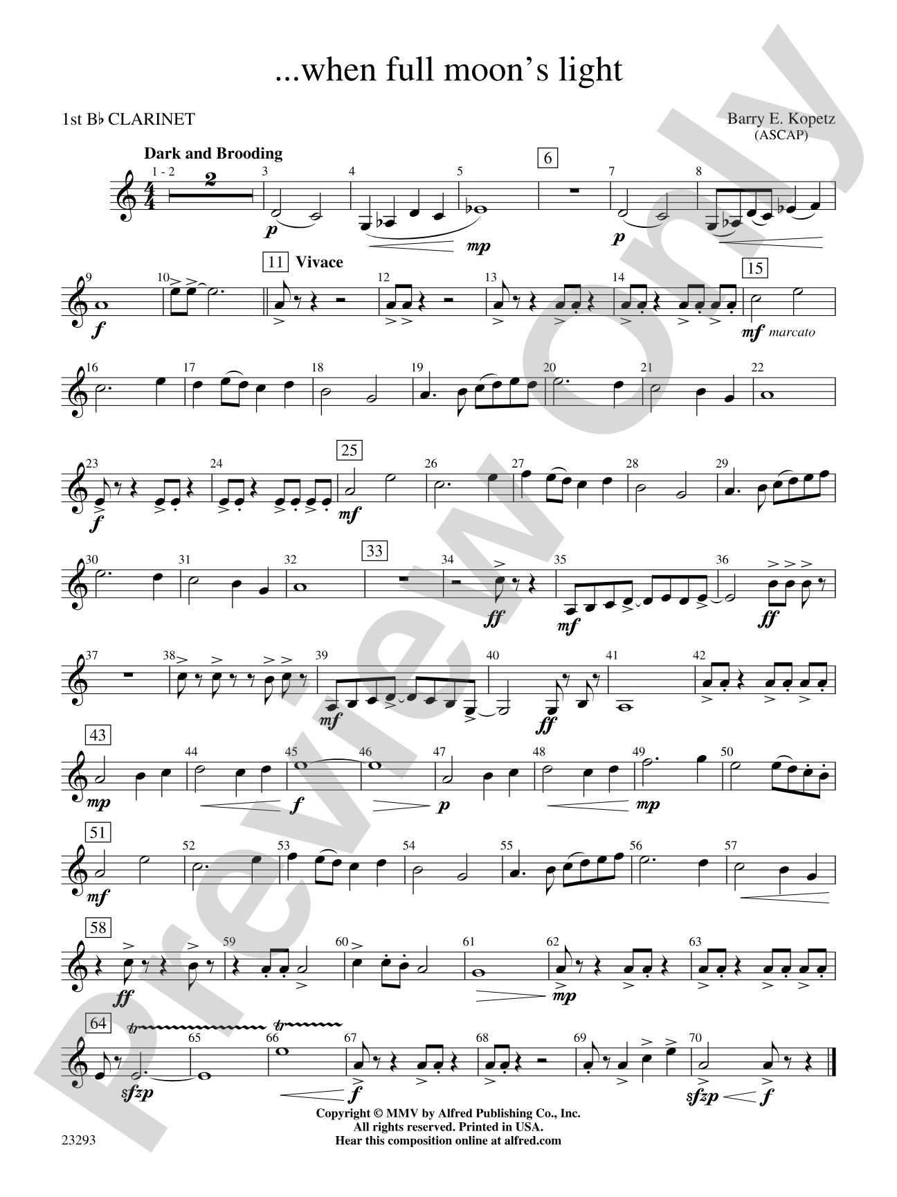 ... when full moon's light: 1st B-flat Clarinet