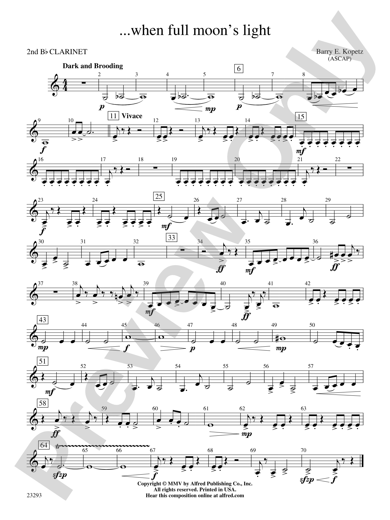 ... when full moon's light: 2nd B-flat Clarinet