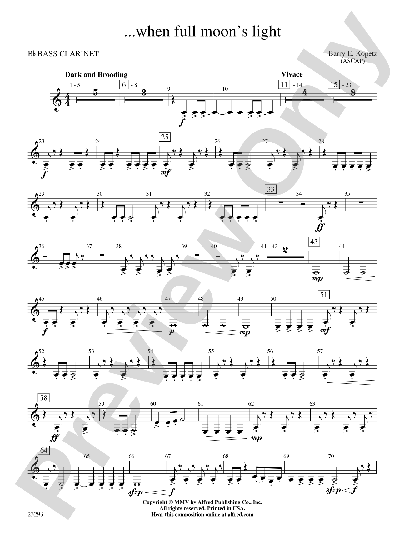 ... when full moon's light: B-flat Bass Clarinet