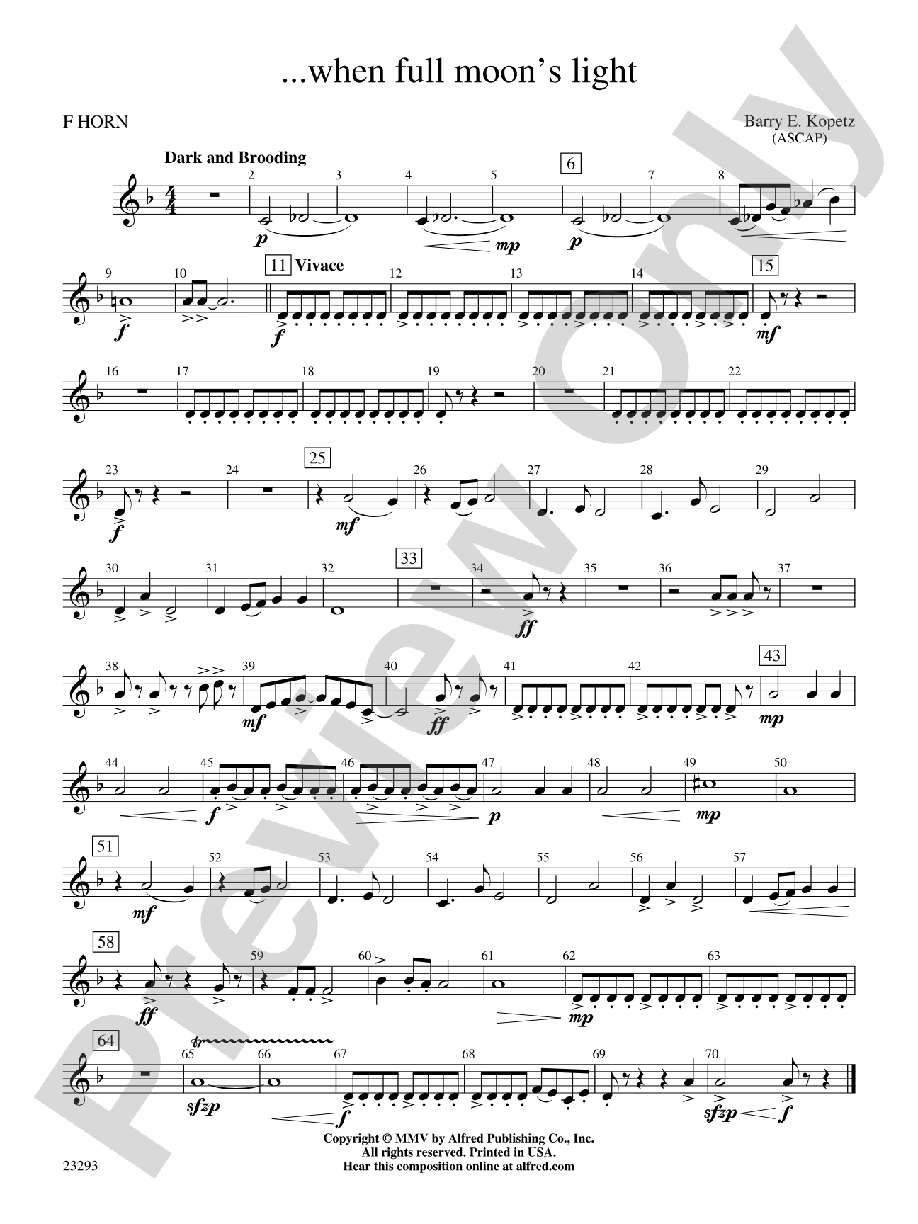 ... when full moon's light: 1st F Horn