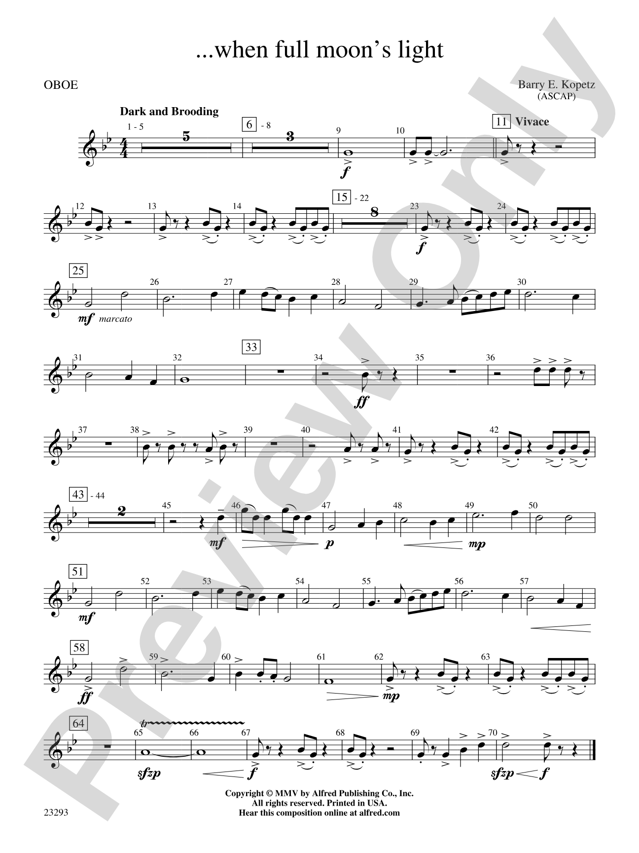 ... when full moon's light: Oboe