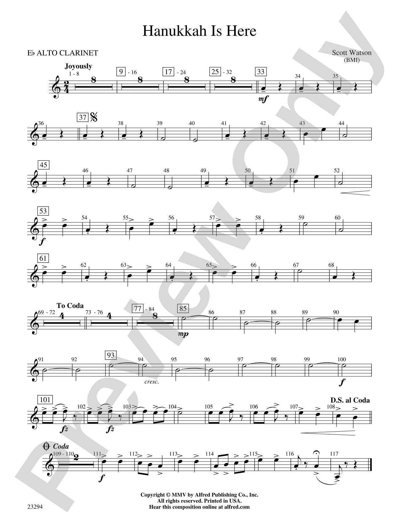 Hanukkah Is Here: E-flat Alto Clarinet