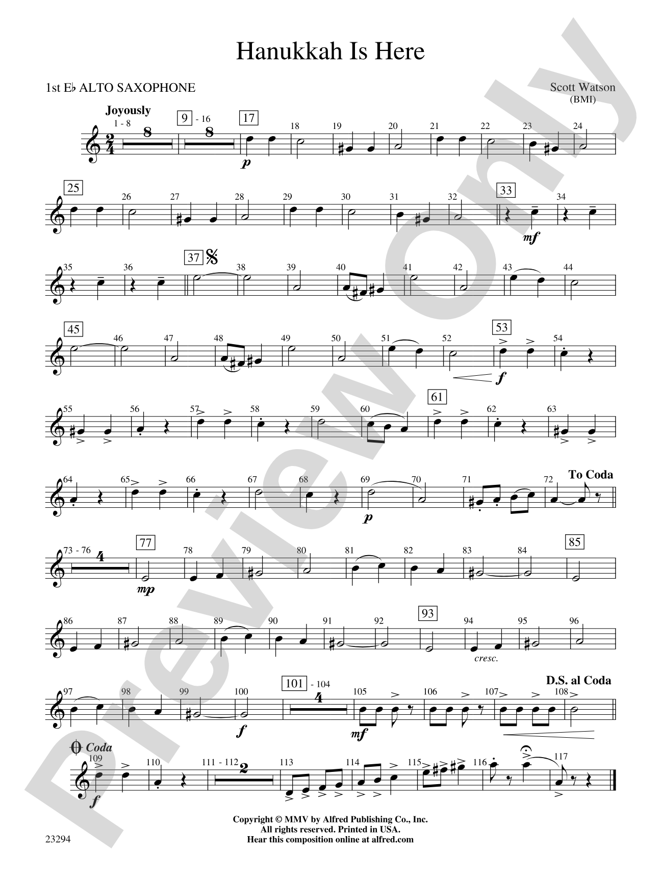 Hanukkah Is Here: E-flat Alto Saxophone
