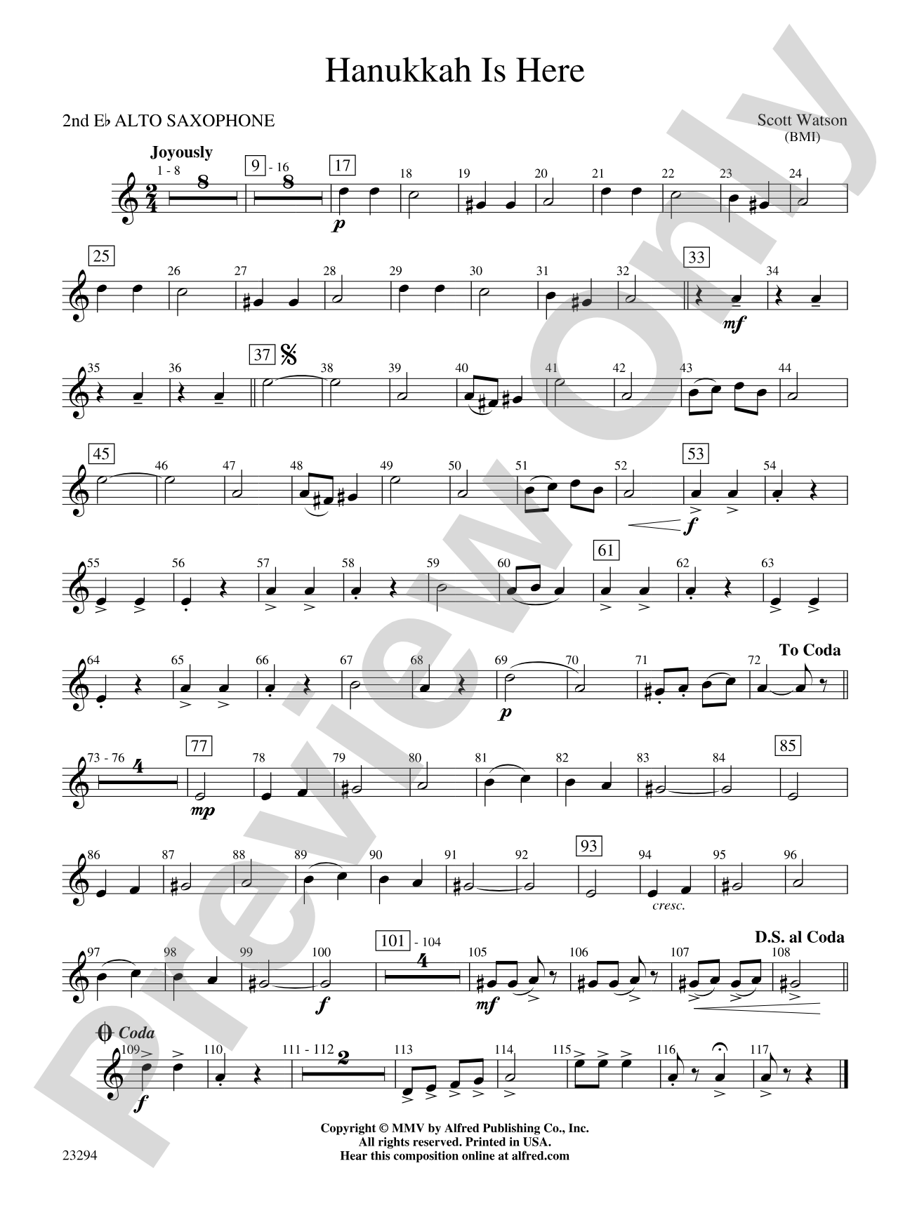 Hanukkah Is Here: 2nd E-flat Alto Saxophone