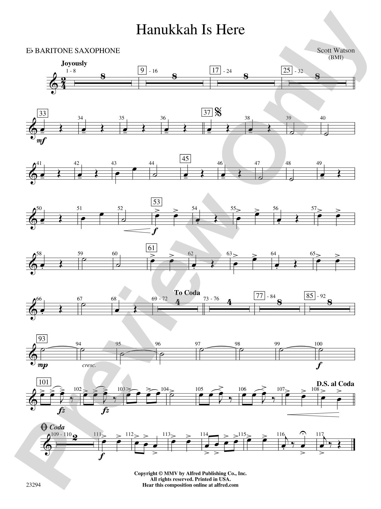 Hanukkah Is Here: E-flat Baritone Saxophone