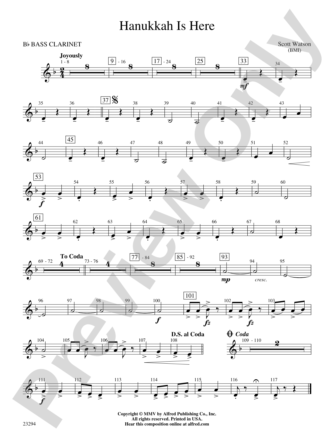 Hanukkah Is Here: B-flat Bass Clarinet
