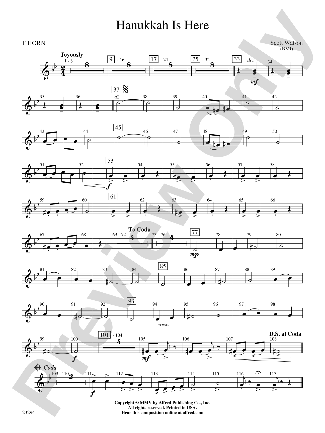 Hanukkah Is Here: 1st F Horn