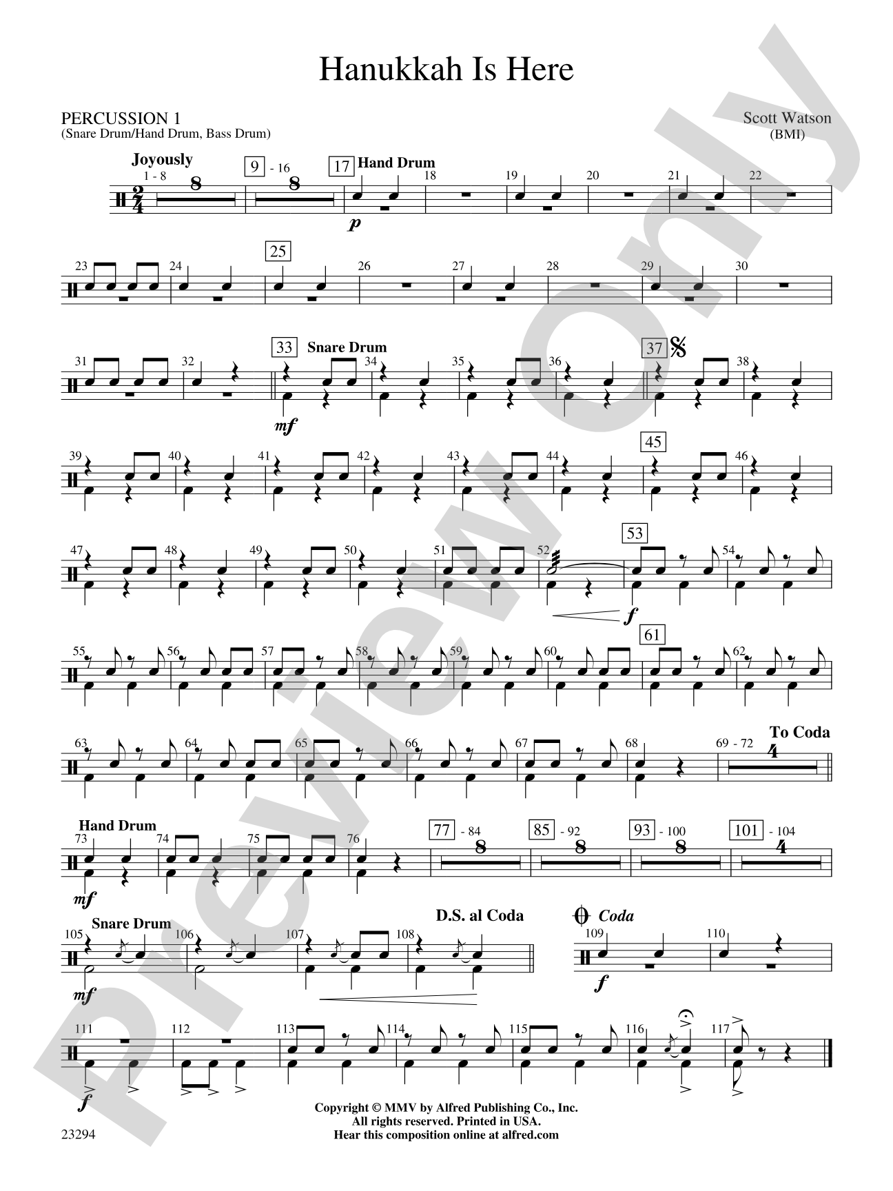Hanukkah Is Here: 1st Percussion