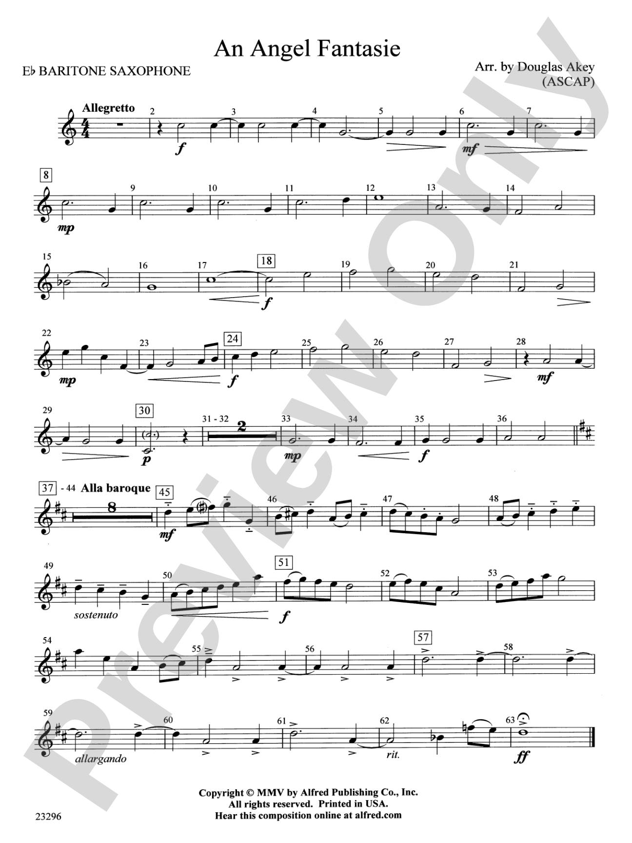 An Angel Fantasie: E-flat Baritone Saxophone