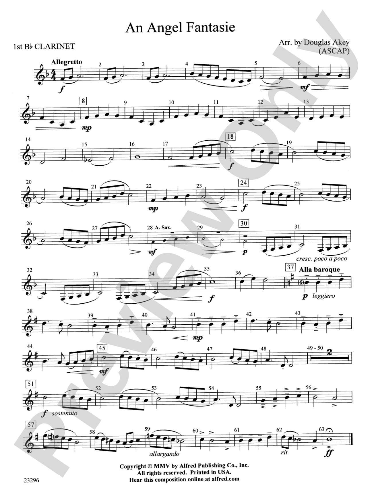 An Angel Fantasie: 1st B-flat Clarinet