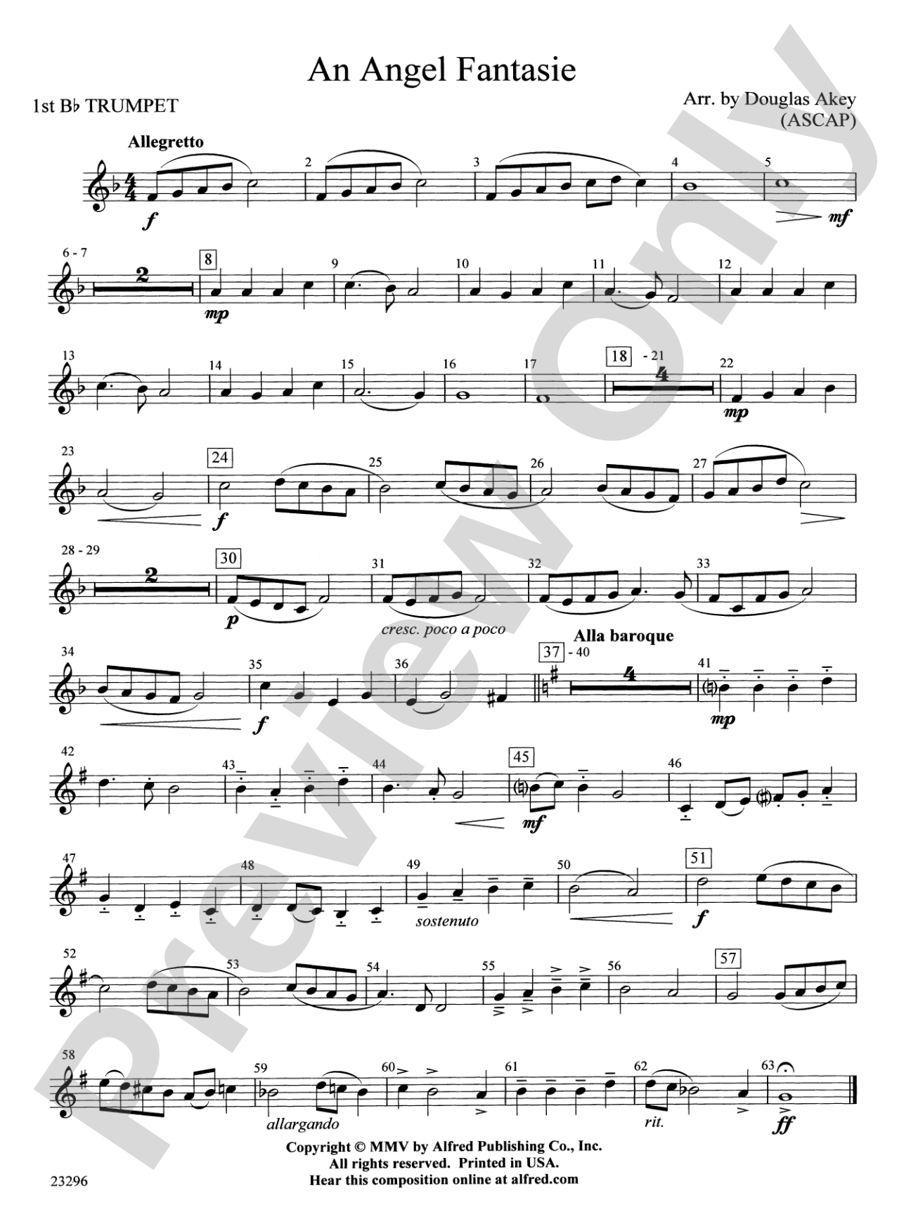An Angel Fantasie: 1st B-flat Trumpet