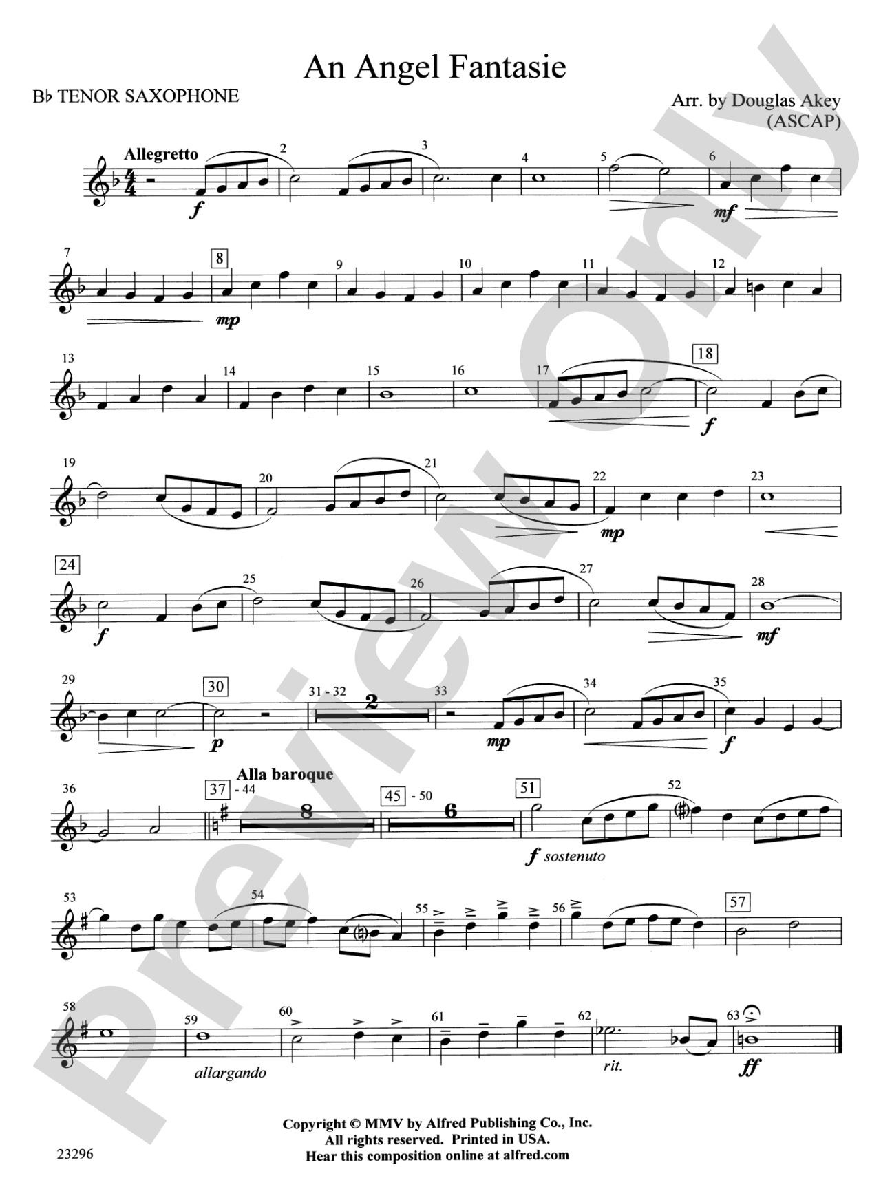 An Angel Fantasie: B-flat Tenor Saxophone