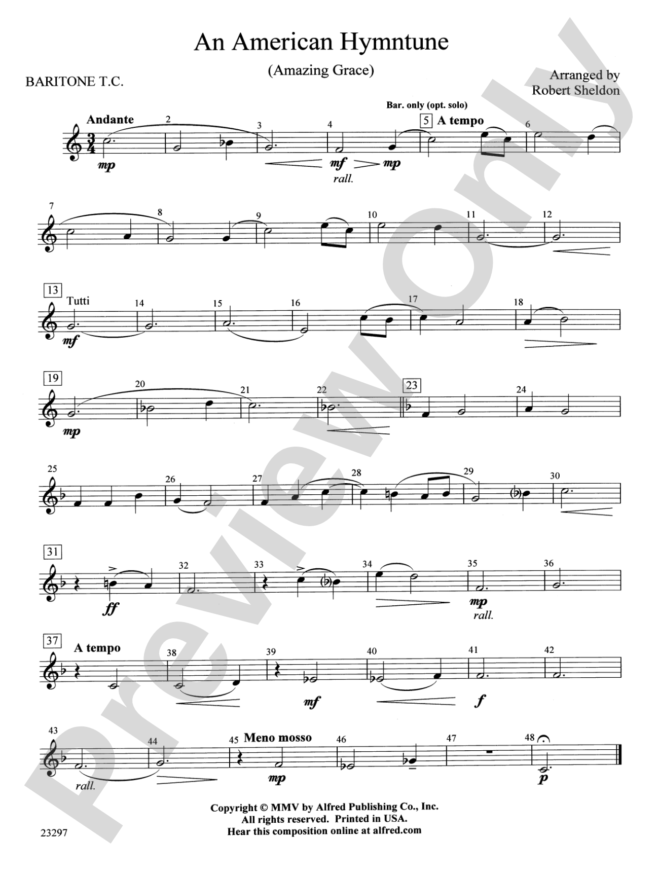 An American Hymntune (Amazing Grace): Baritone T.C.