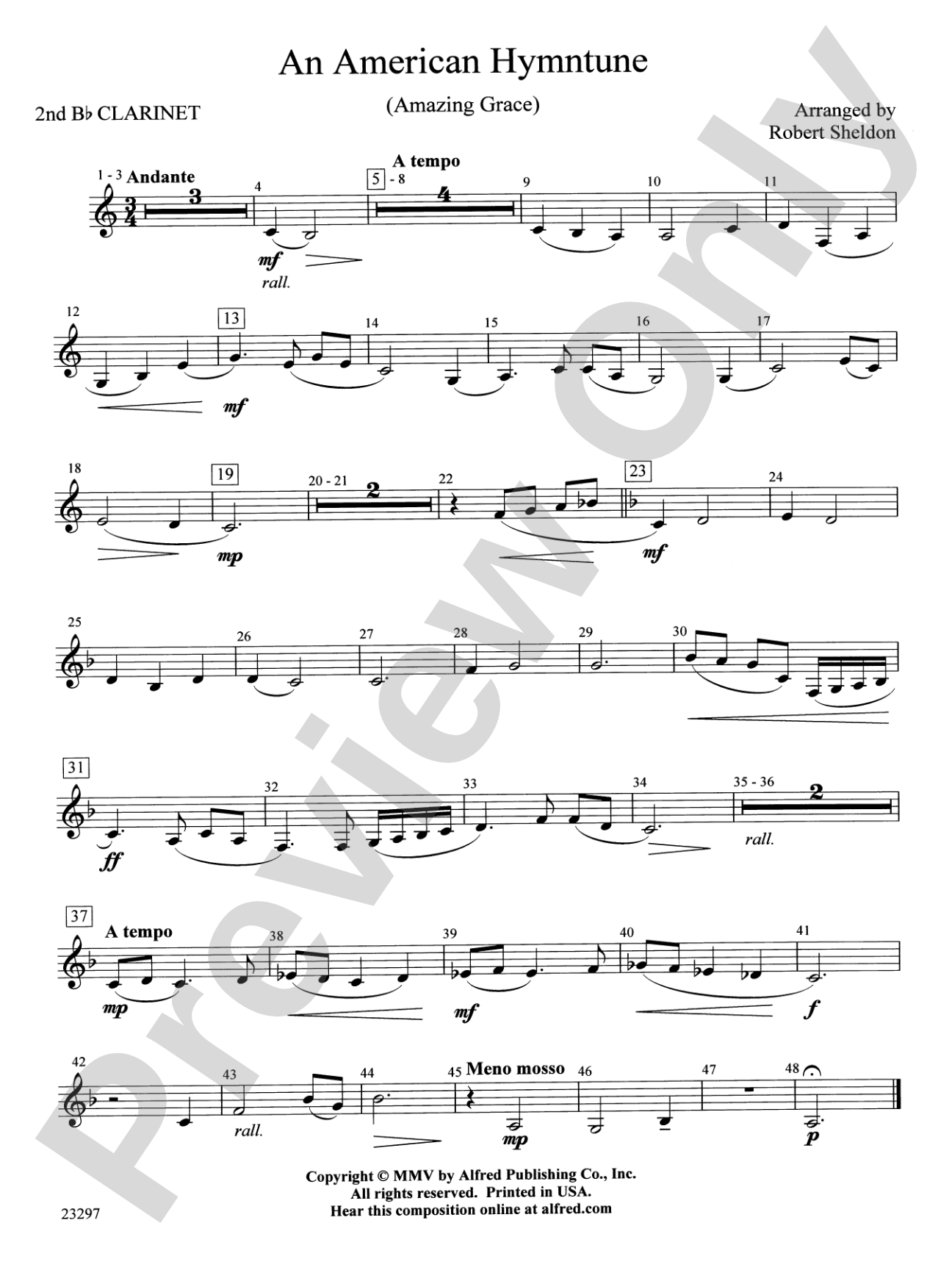 An American Hymntune (Amazing Grace): 2nd B-flat Clarinet