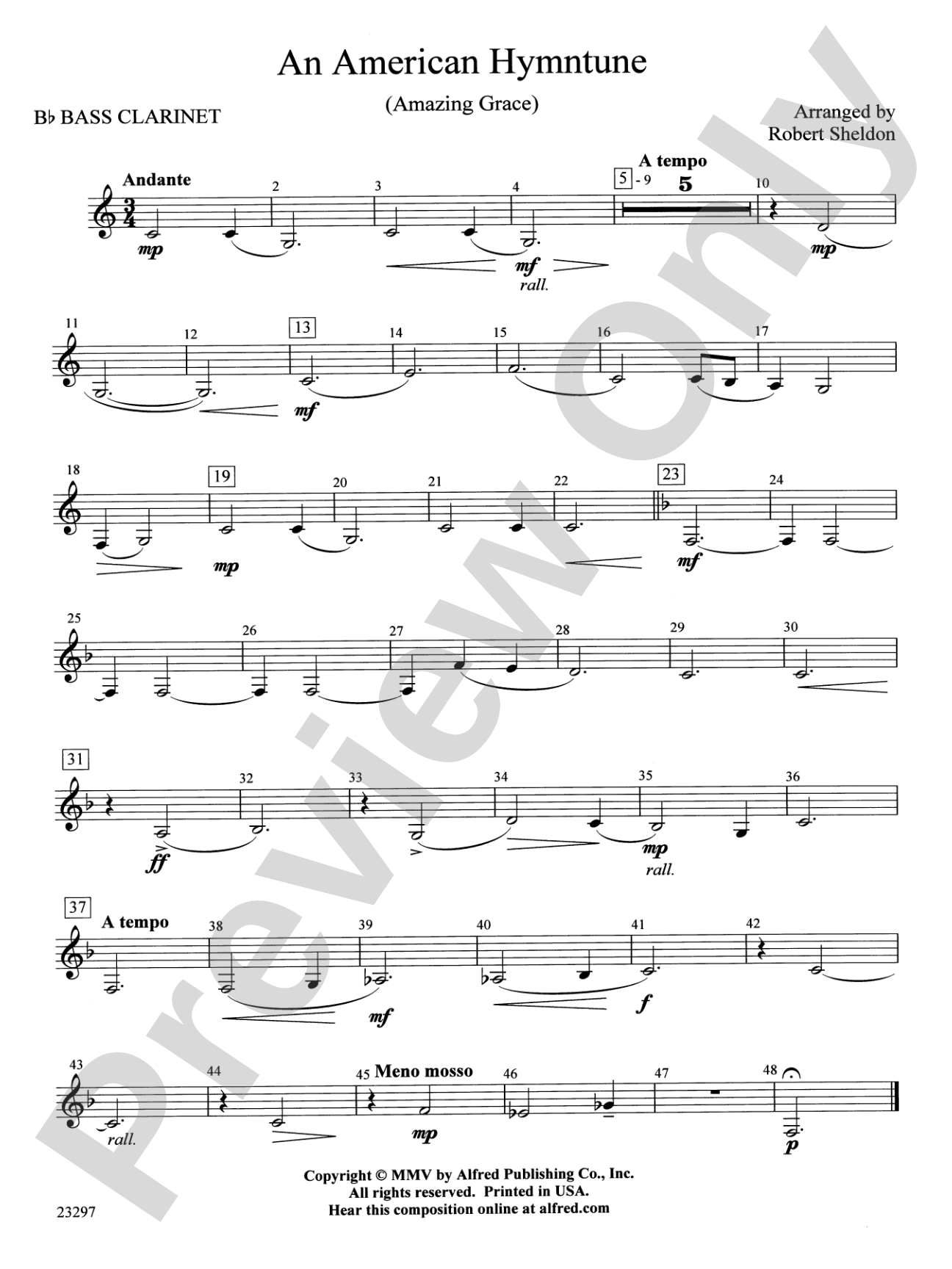 An American Hymntune (Amazing Grace): B-flat Bass Clarinet