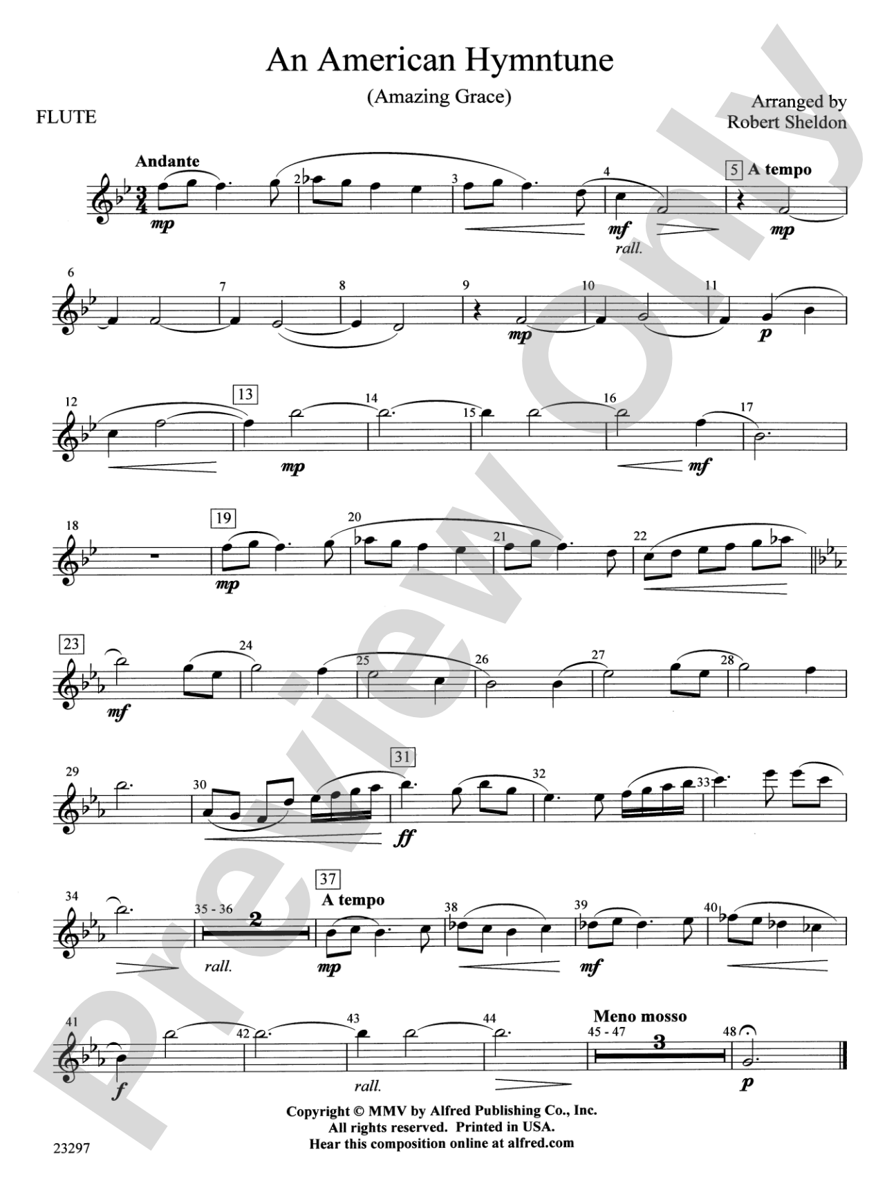 An American Hymntune (Amazing Grace): Flute