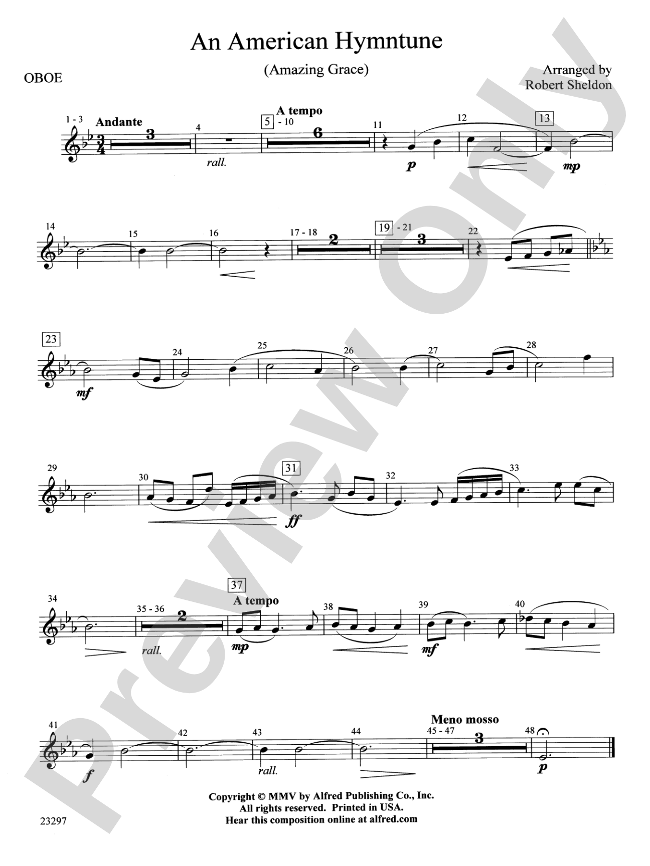 An American Hymntune (Amazing Grace): Oboe