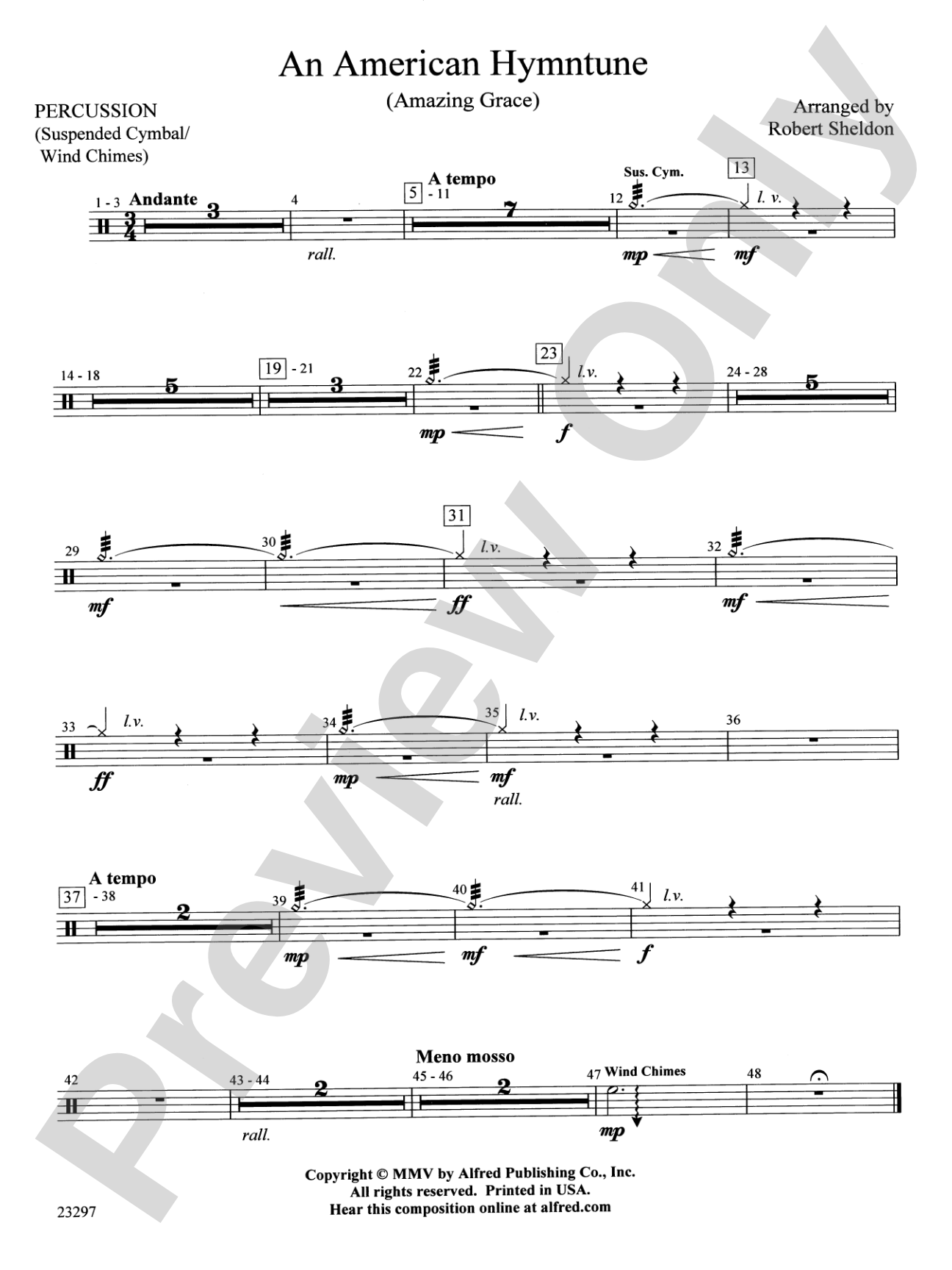 An American Hymntune (Amazing Grace): 1st Percussion