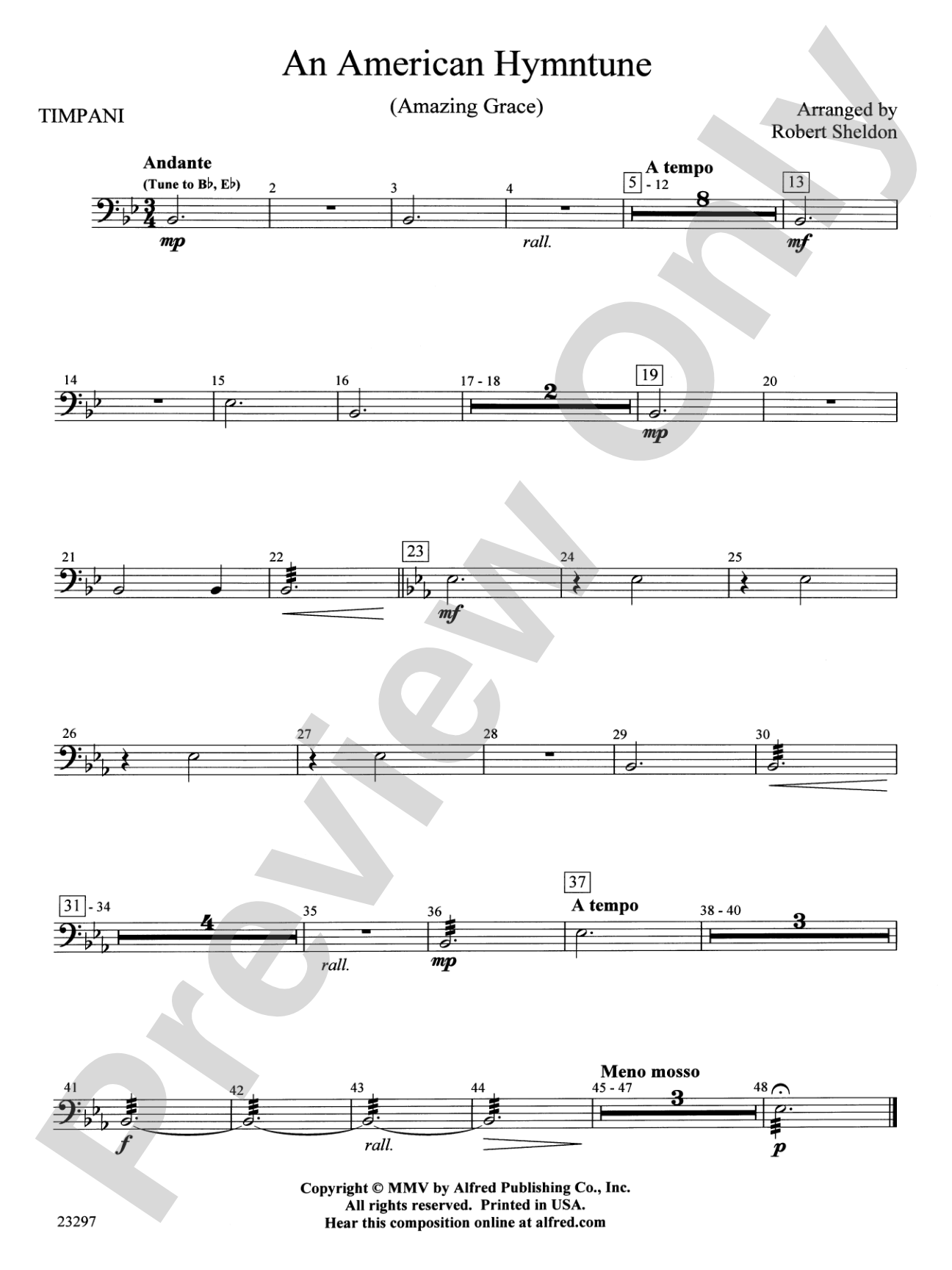 An American Hymntune (Amazing Grace): Timpani