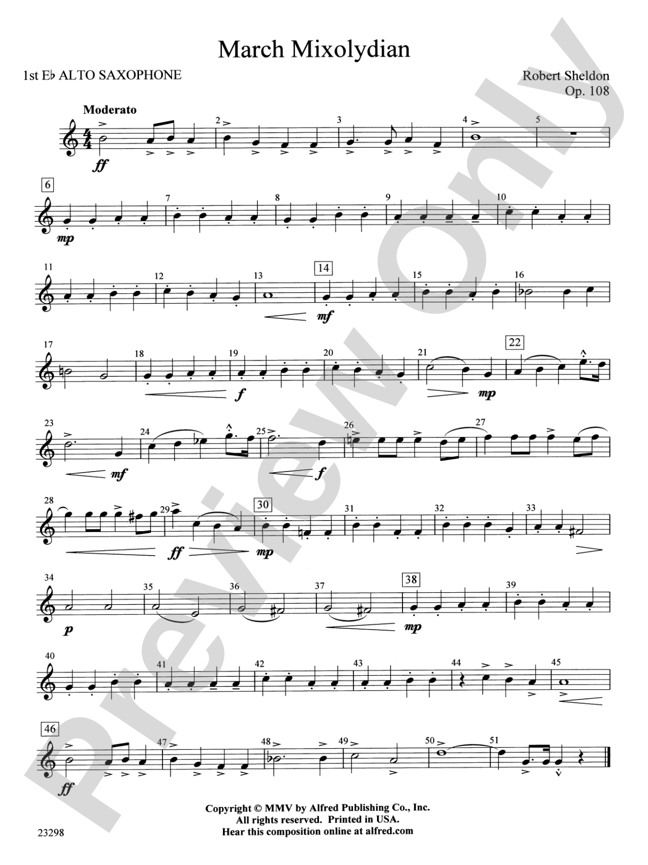 March Mixolydian: E-flat Alto Saxophone