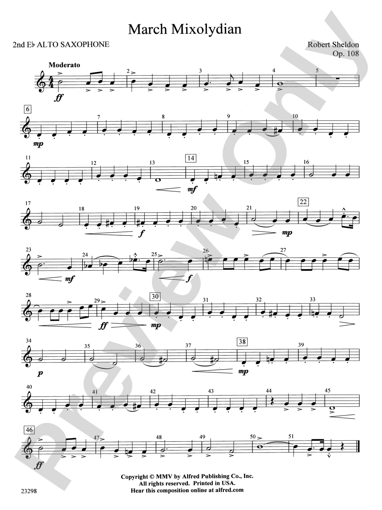 March Mixolydian: 2nd E-flat Alto Saxophone