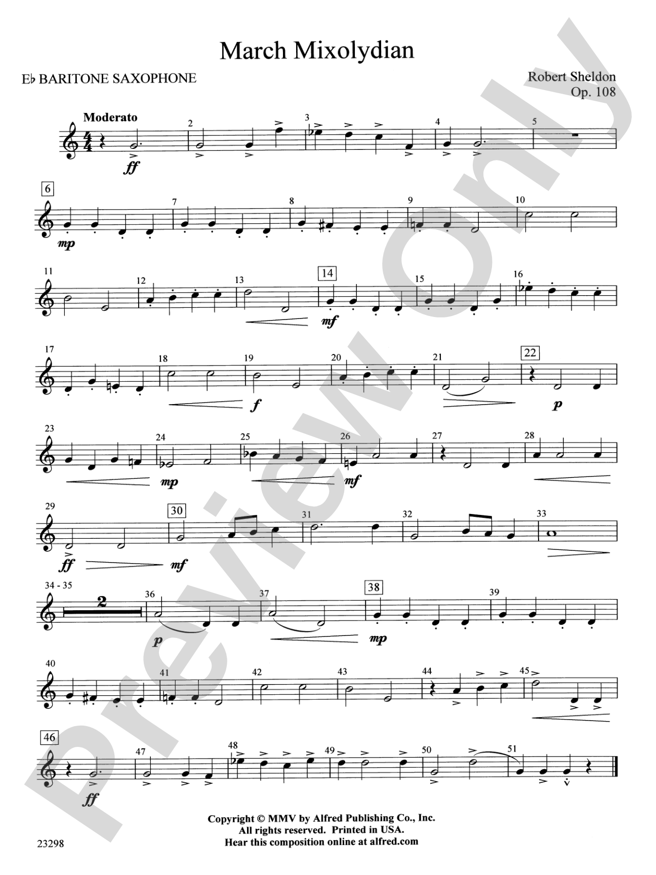March Mixolydian: E-flat Baritone Saxophone