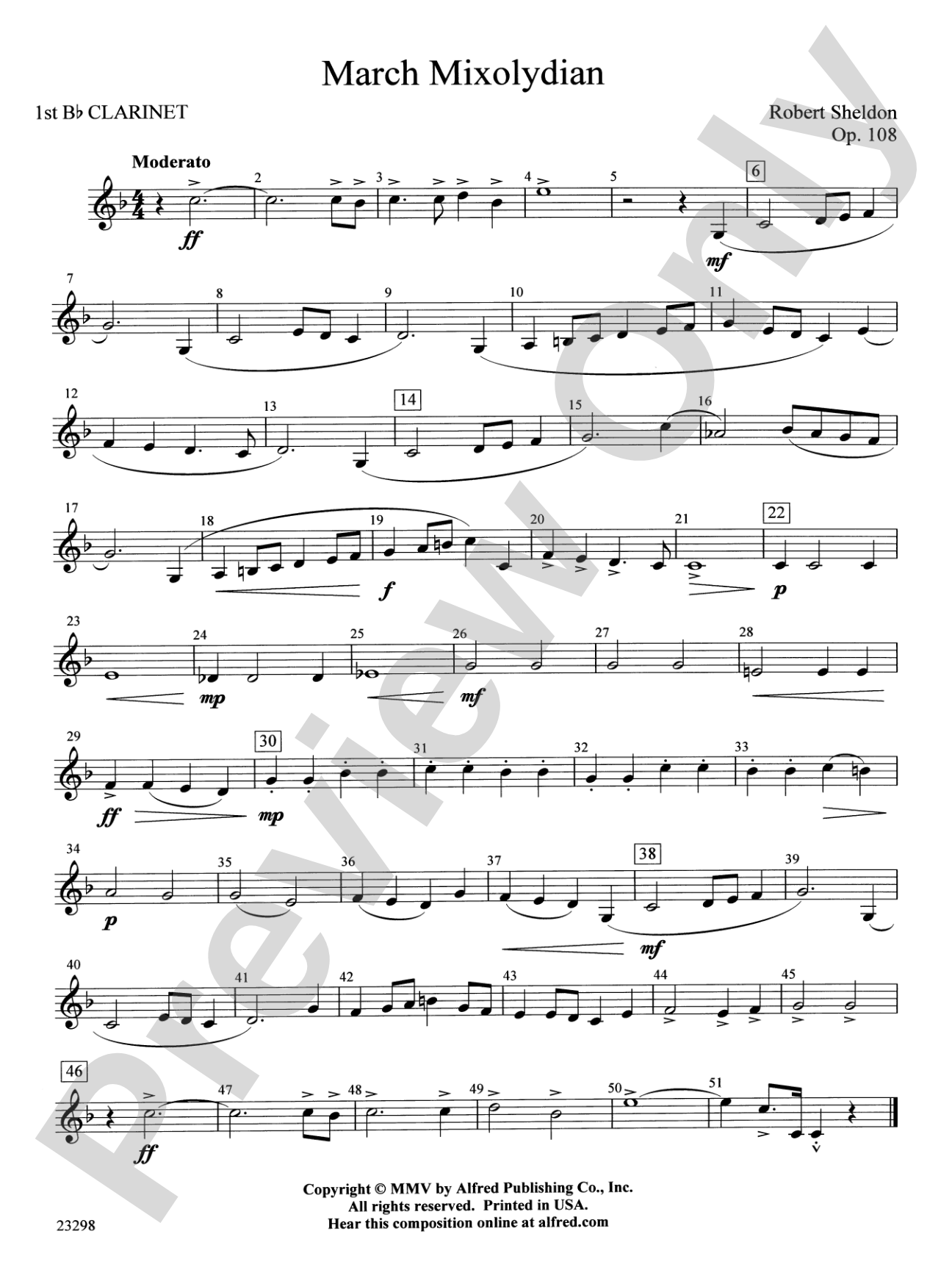 March Mixolydian: 1st B-flat Clarinet