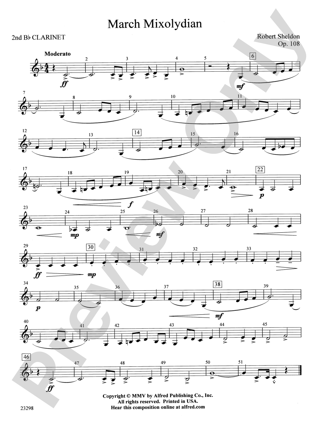 March Mixolydian: 2nd B-flat Clarinet