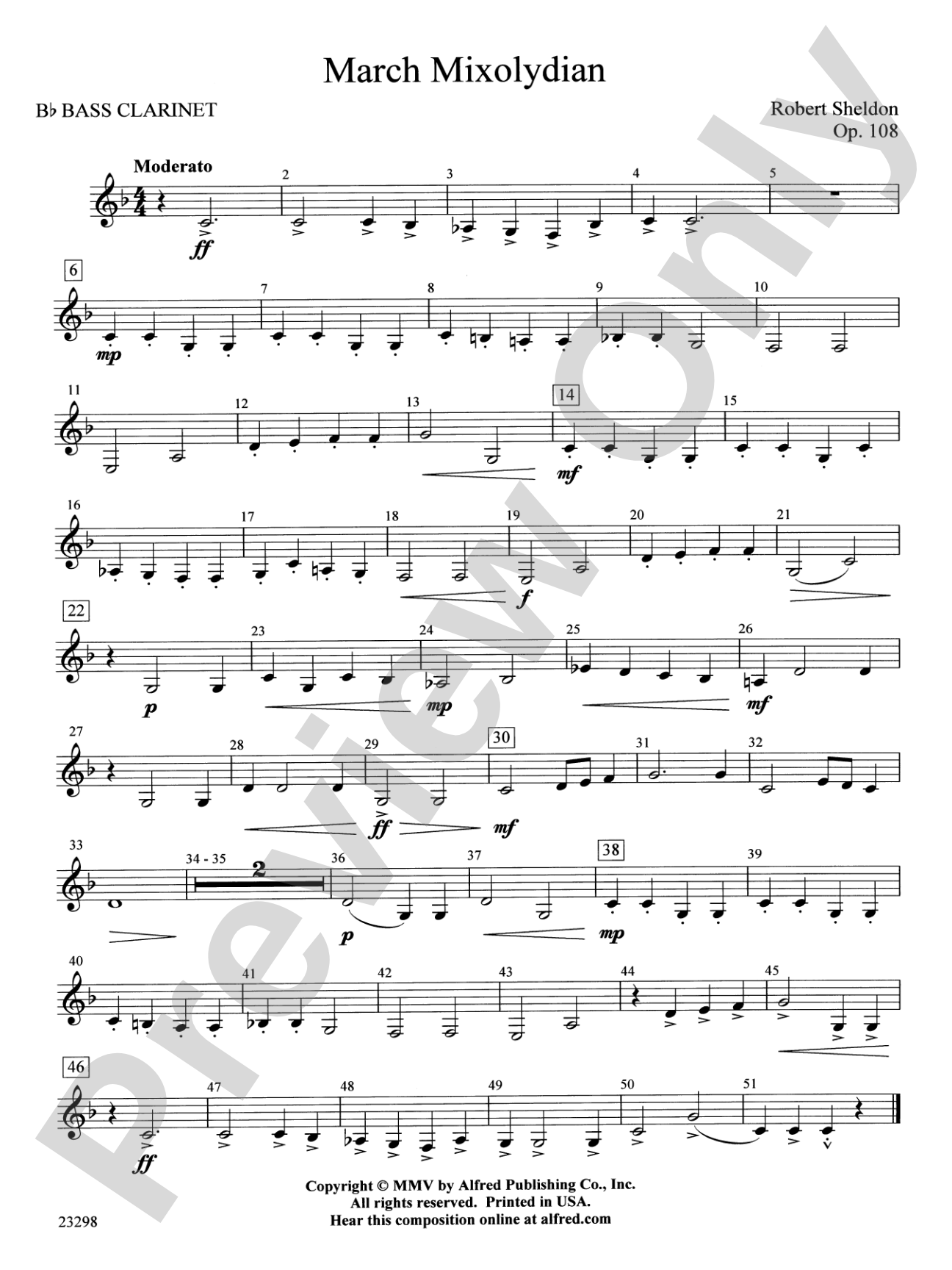 March Mixolydian: B-flat Bass Clarinet