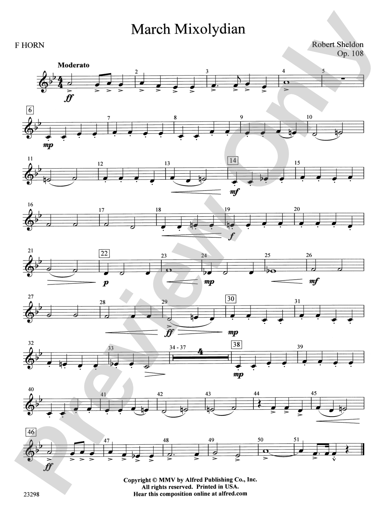 March Mixolydian: 1st F Horn