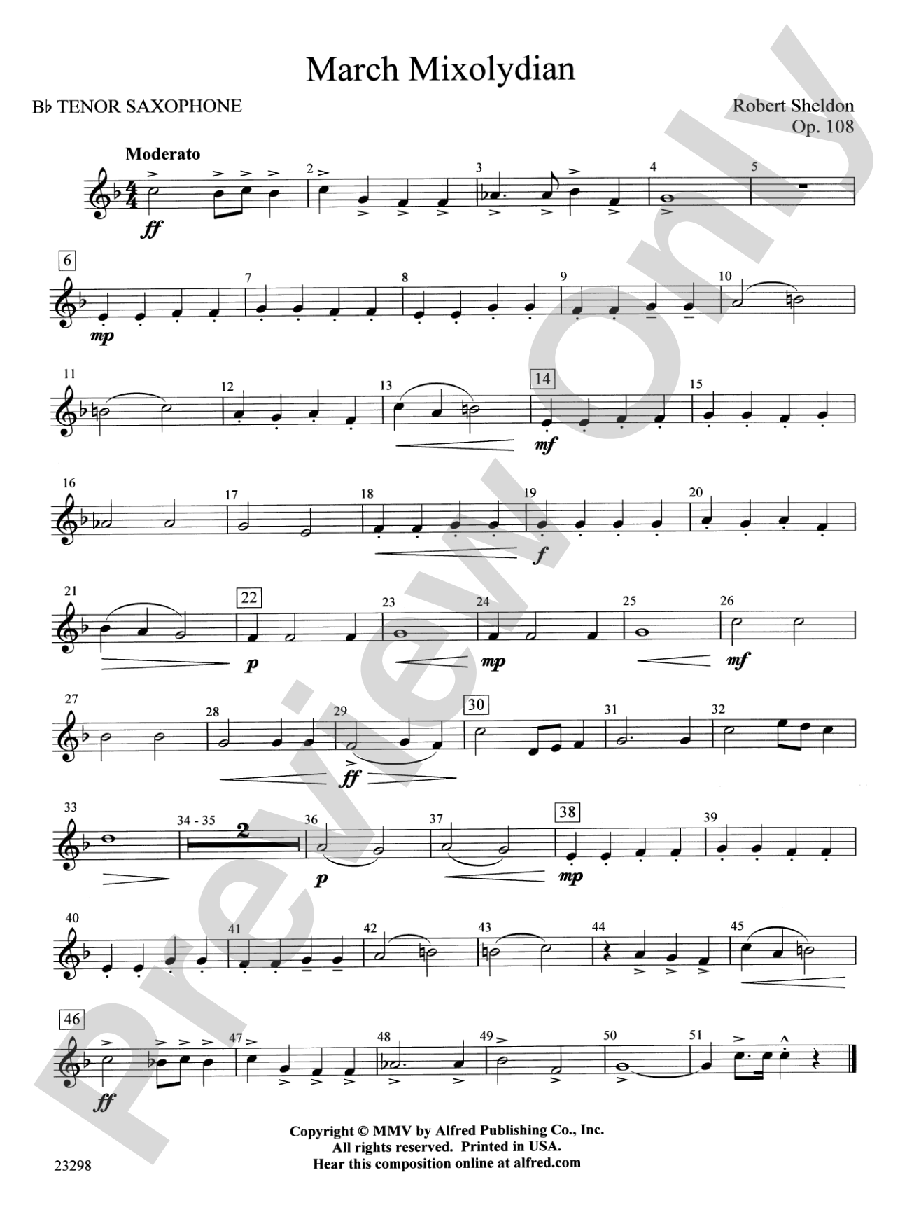 March Mixolydian: B-flat Tenor Saxophone