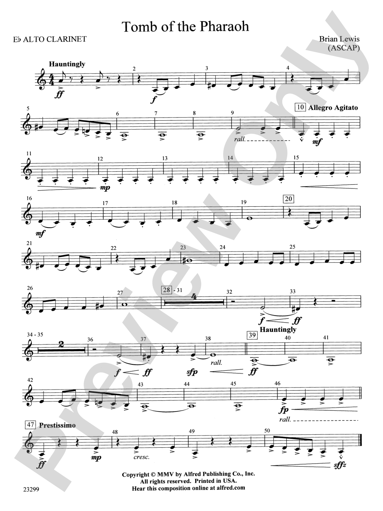 Tomb of the Pharaoh: E-flat Alto Clarinet