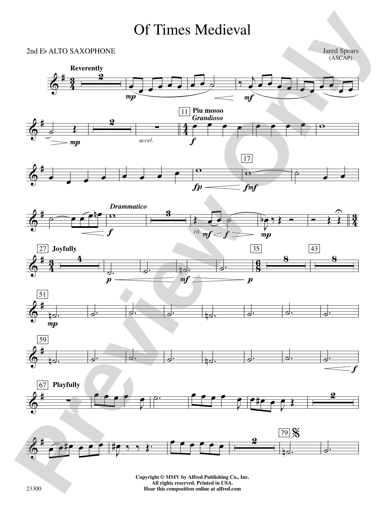Of Times Medieval: 2nd E-flat Alto Saxophone