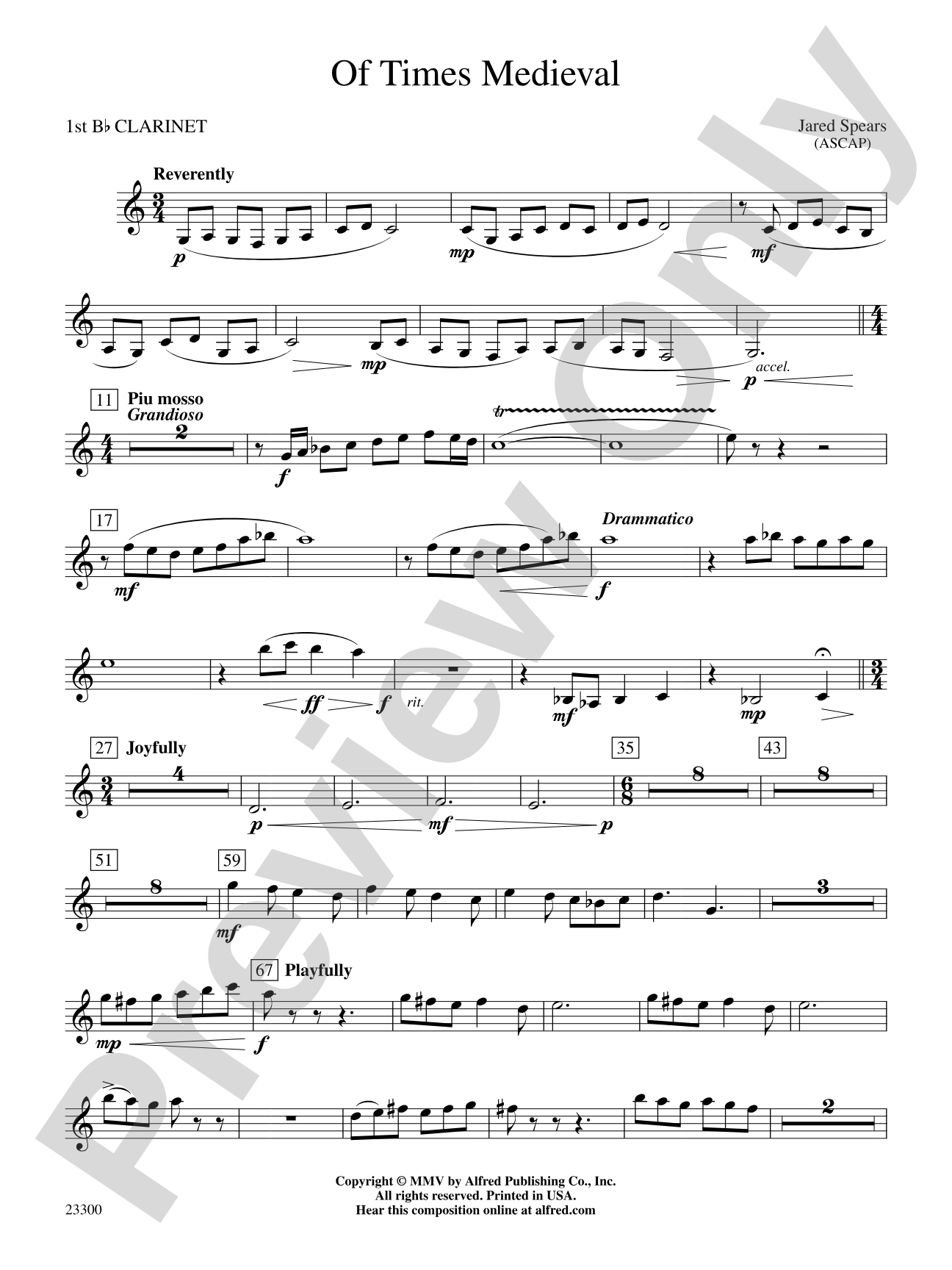 Of Times Medieval: 1st B-flat Clarinet