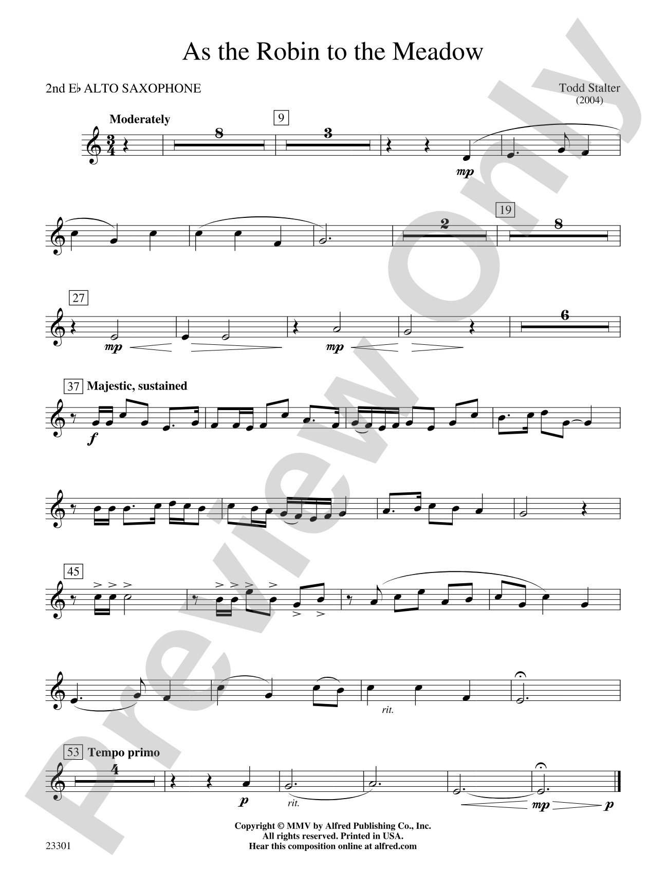 As the Robin to the Meadow: 2nd E-flat Alto Saxophone