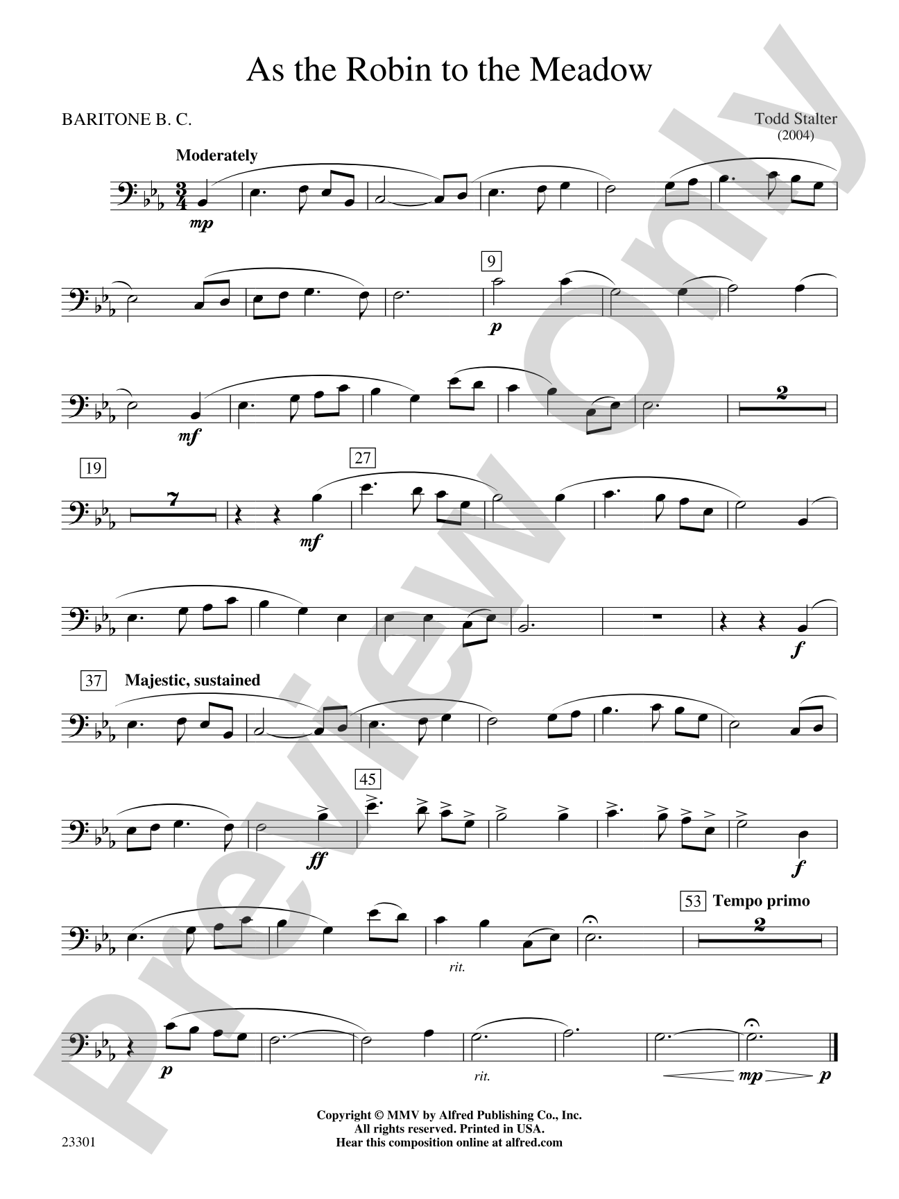 As the Robin to the Meadow: Baritone B.C.