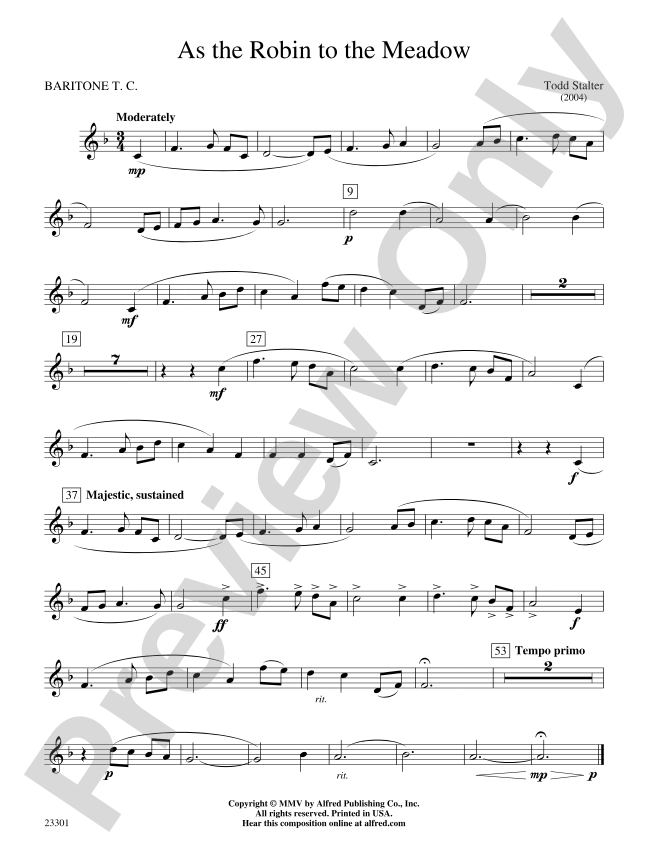 As the Robin to the Meadow: Baritone T.C.