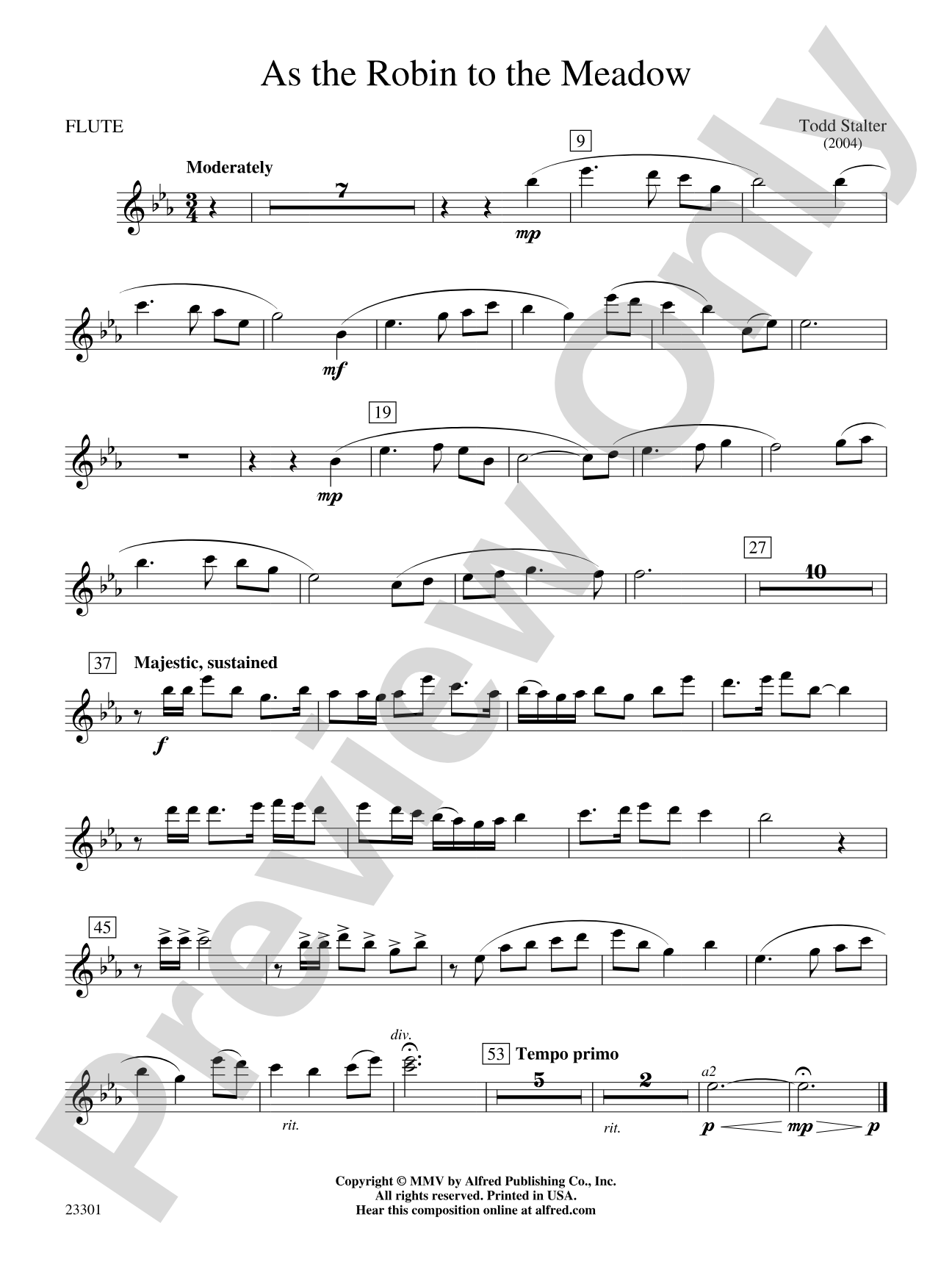 As the Robin to the Meadow: Flute
