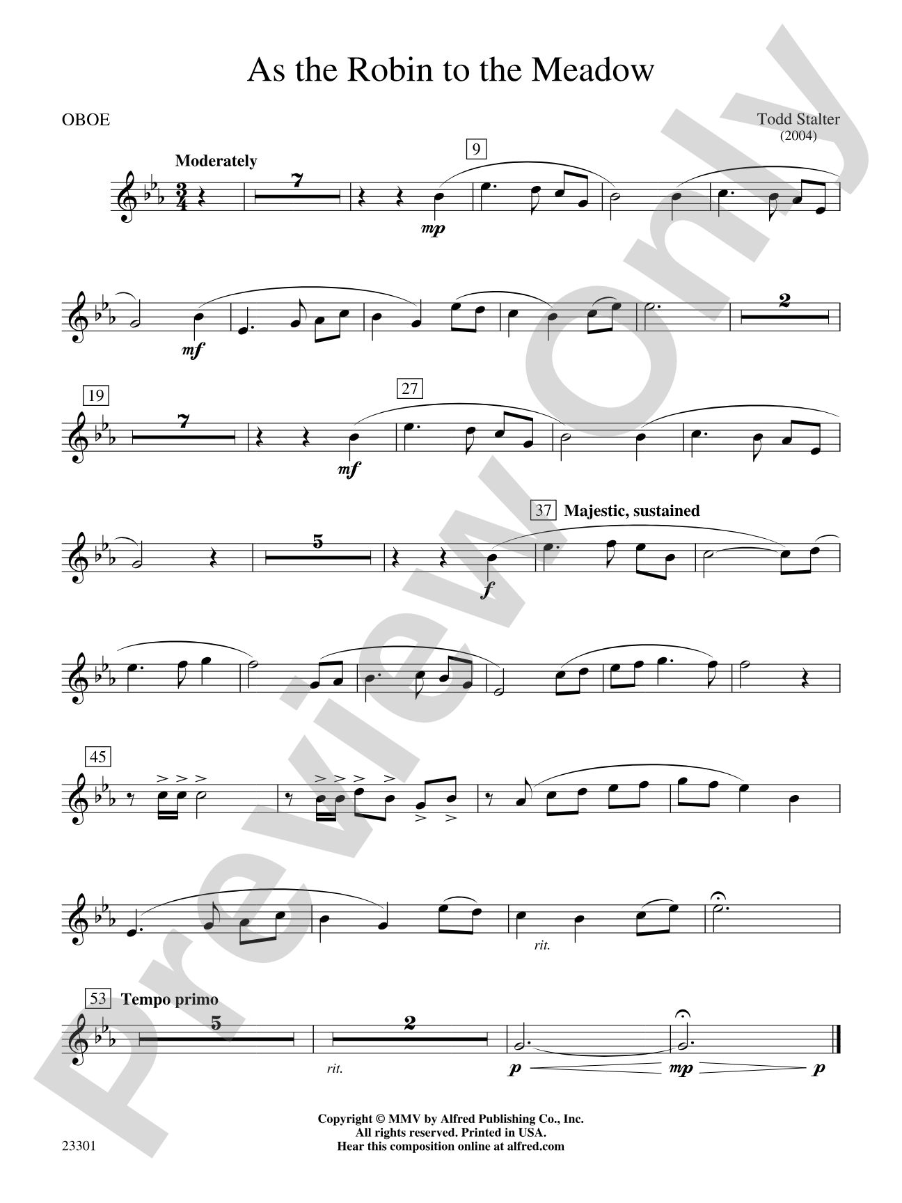 As the Robin to the Meadow: Oboe
