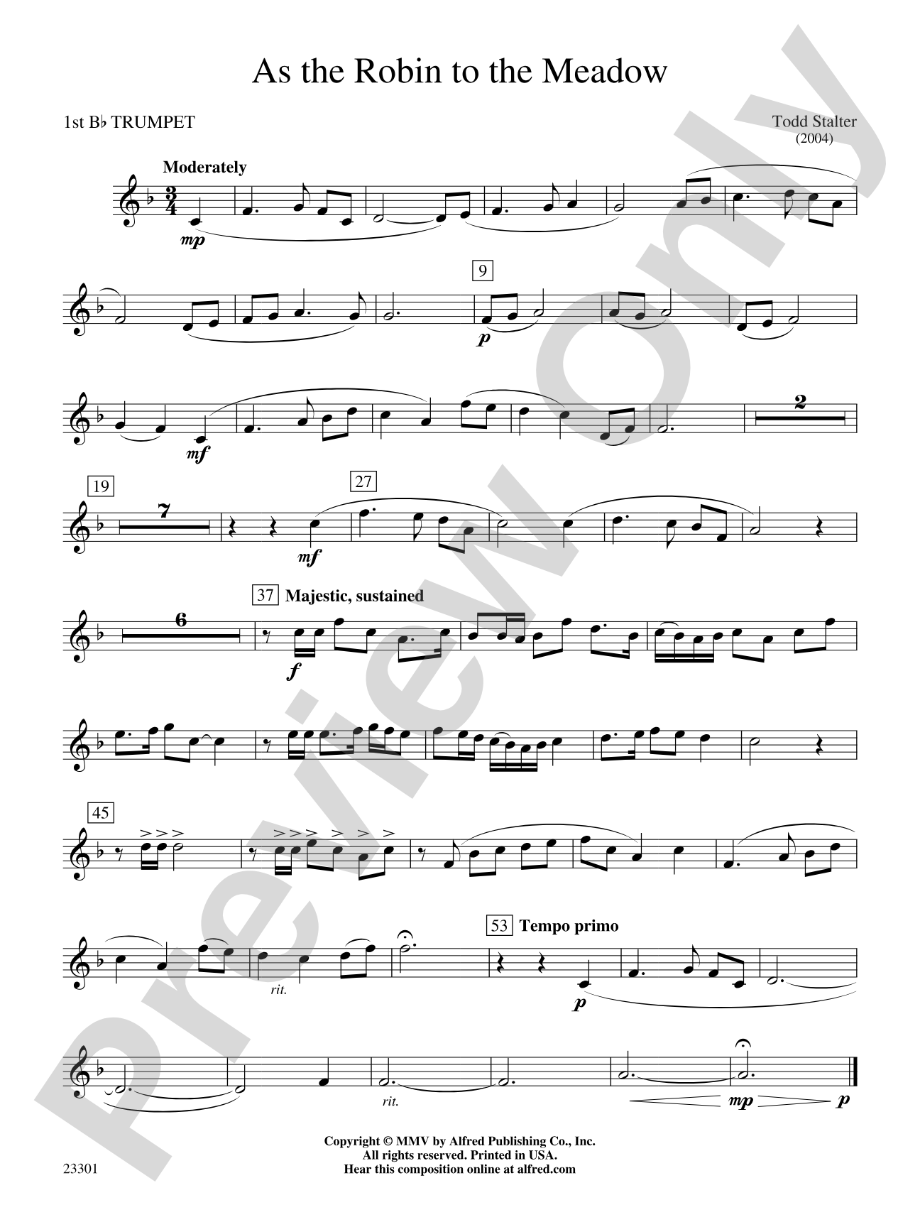 As the Robin to the Meadow: 1st B-flat Trumpet