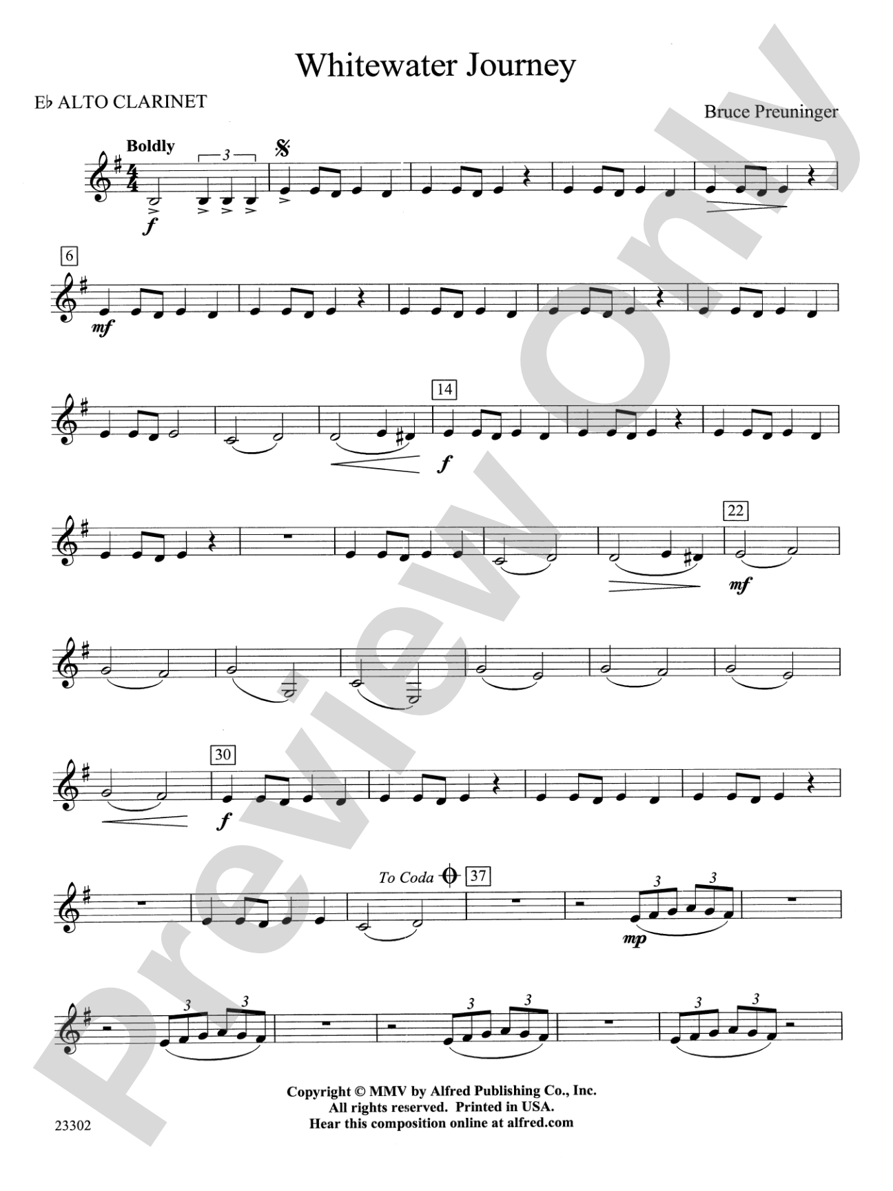 White Water Journey: E-flat Alto Clarinet