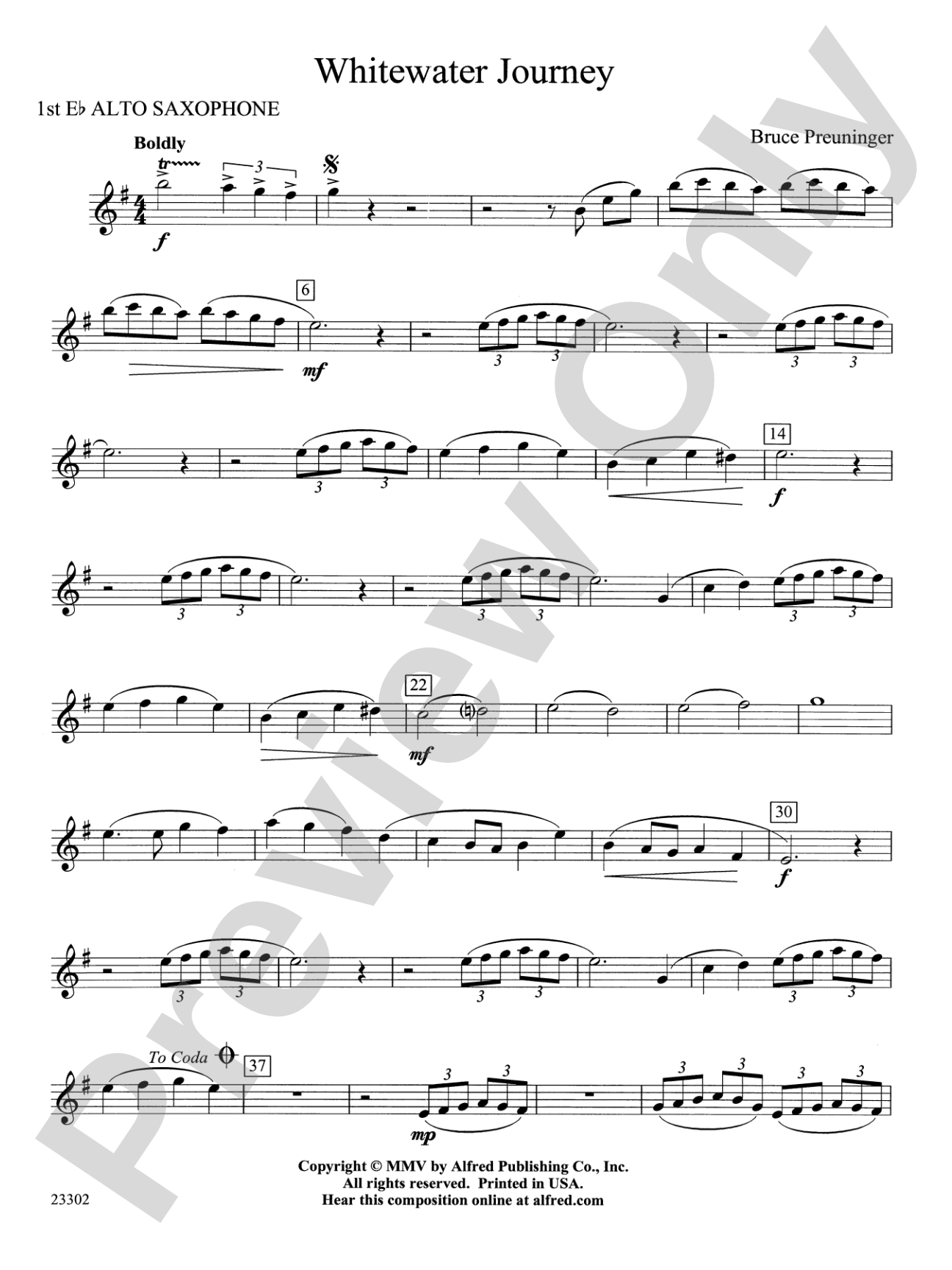 White Water Journey: E-flat Alto Saxophone