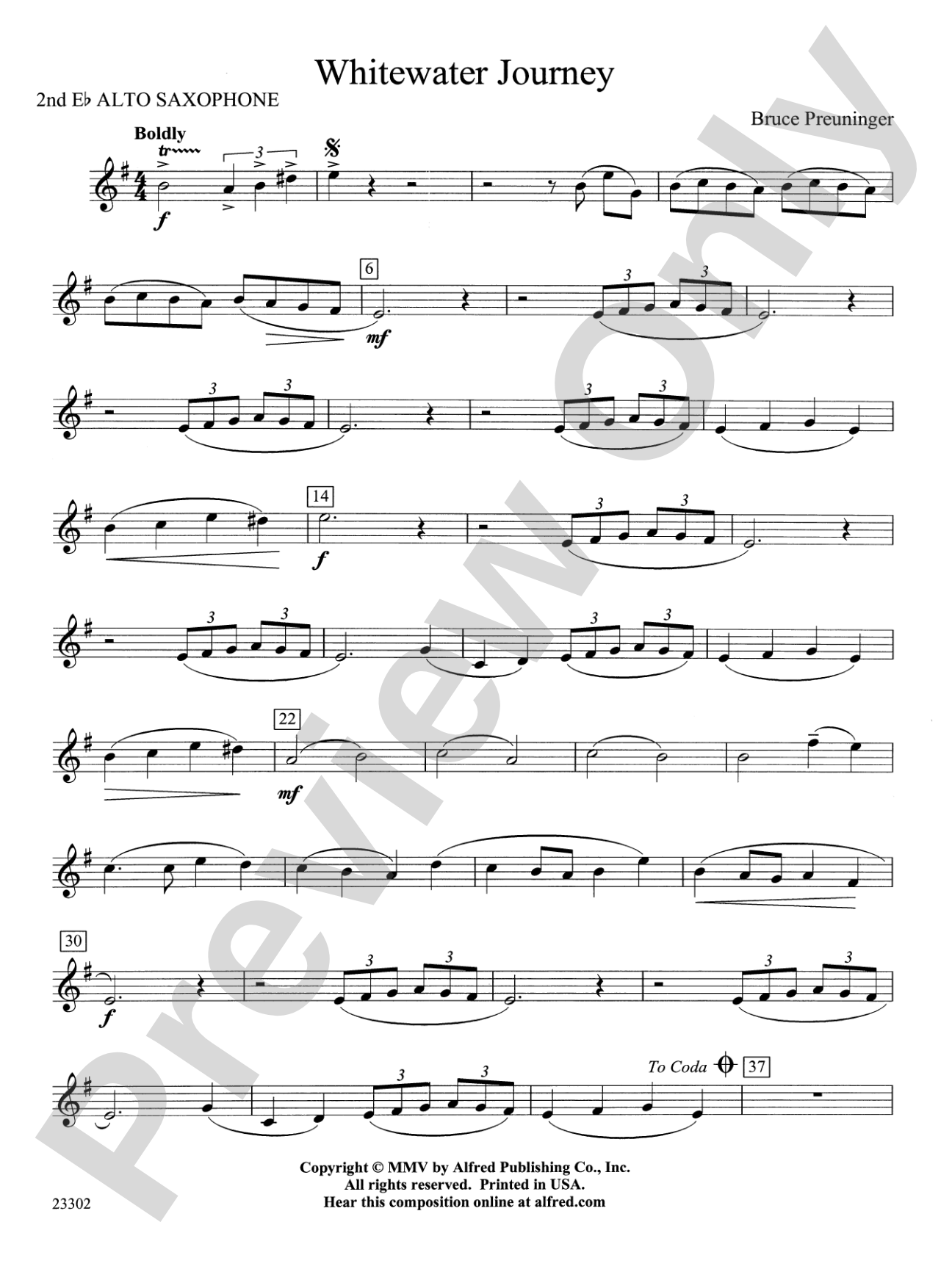 White Water Journey: 2nd E-flat Alto Saxophone