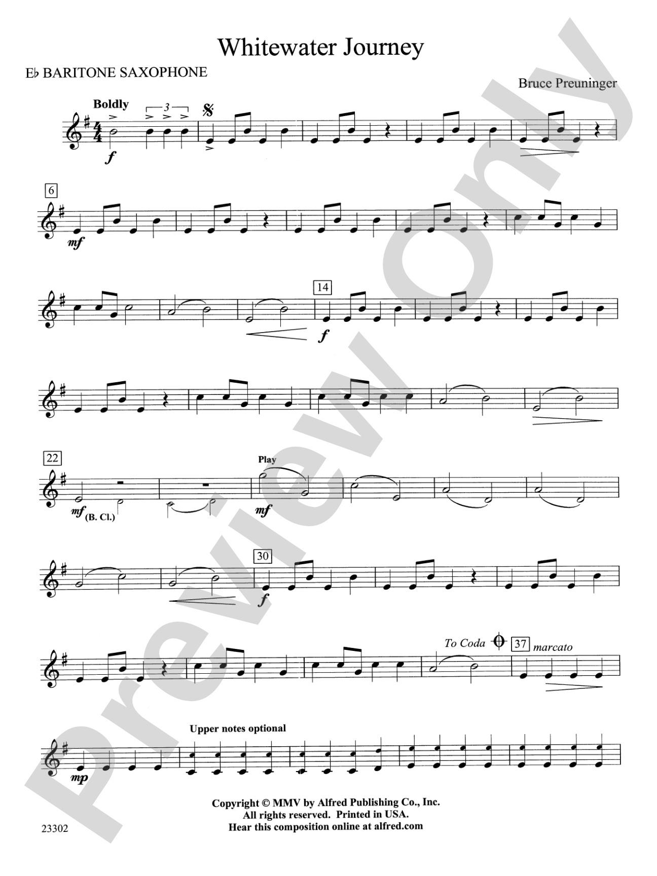 White Water Journey: E-flat Baritone Saxophone